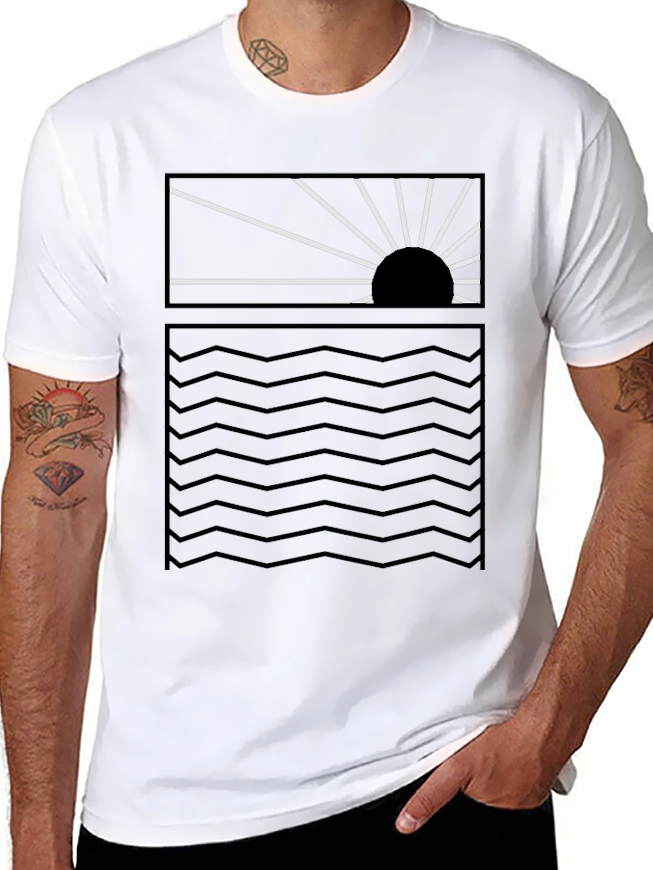 Sunset Waves Graphic Tee - Modern Style - 8
