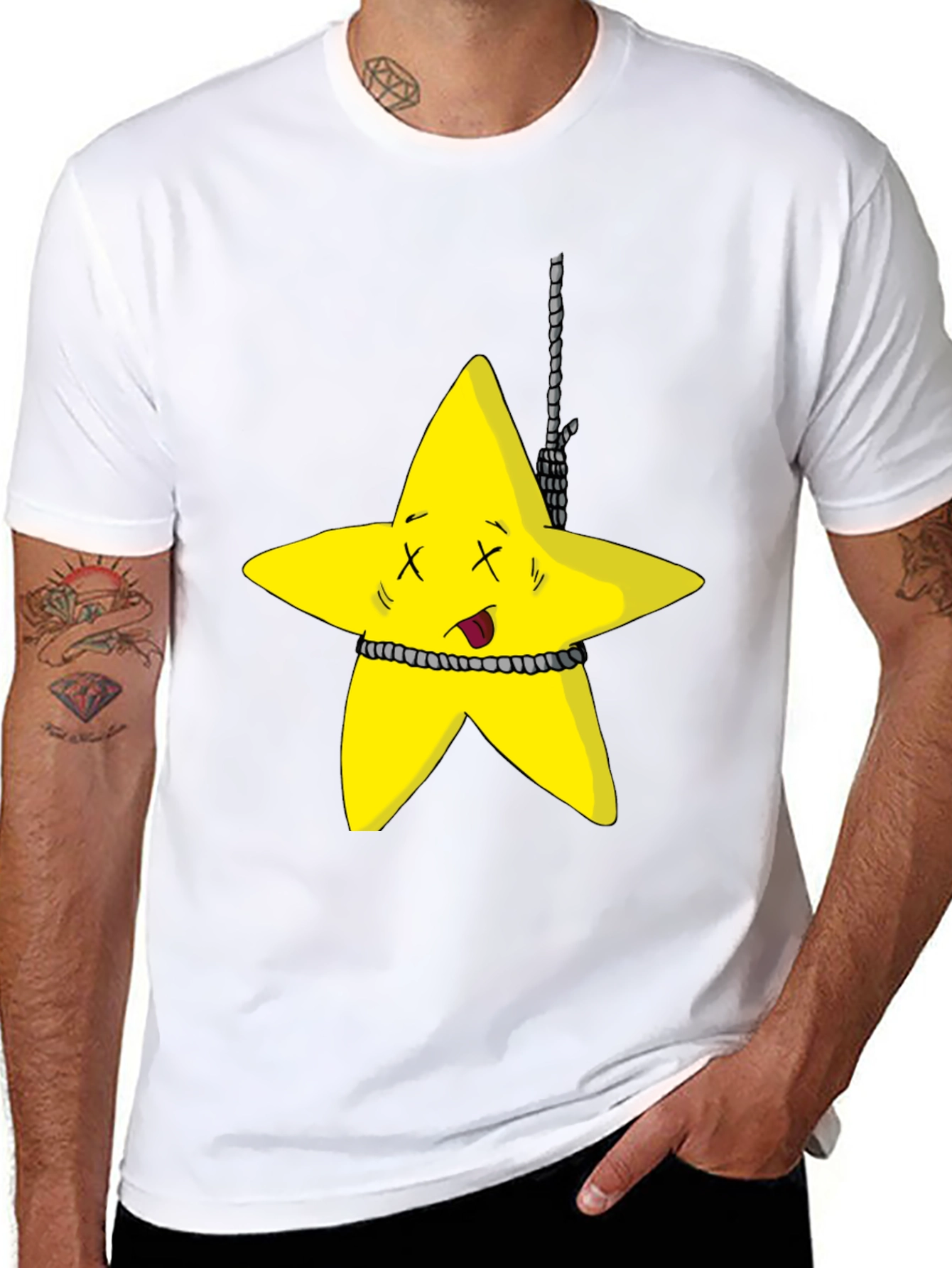 Black Cartoon Star Graphic Black T-Shirt view 8