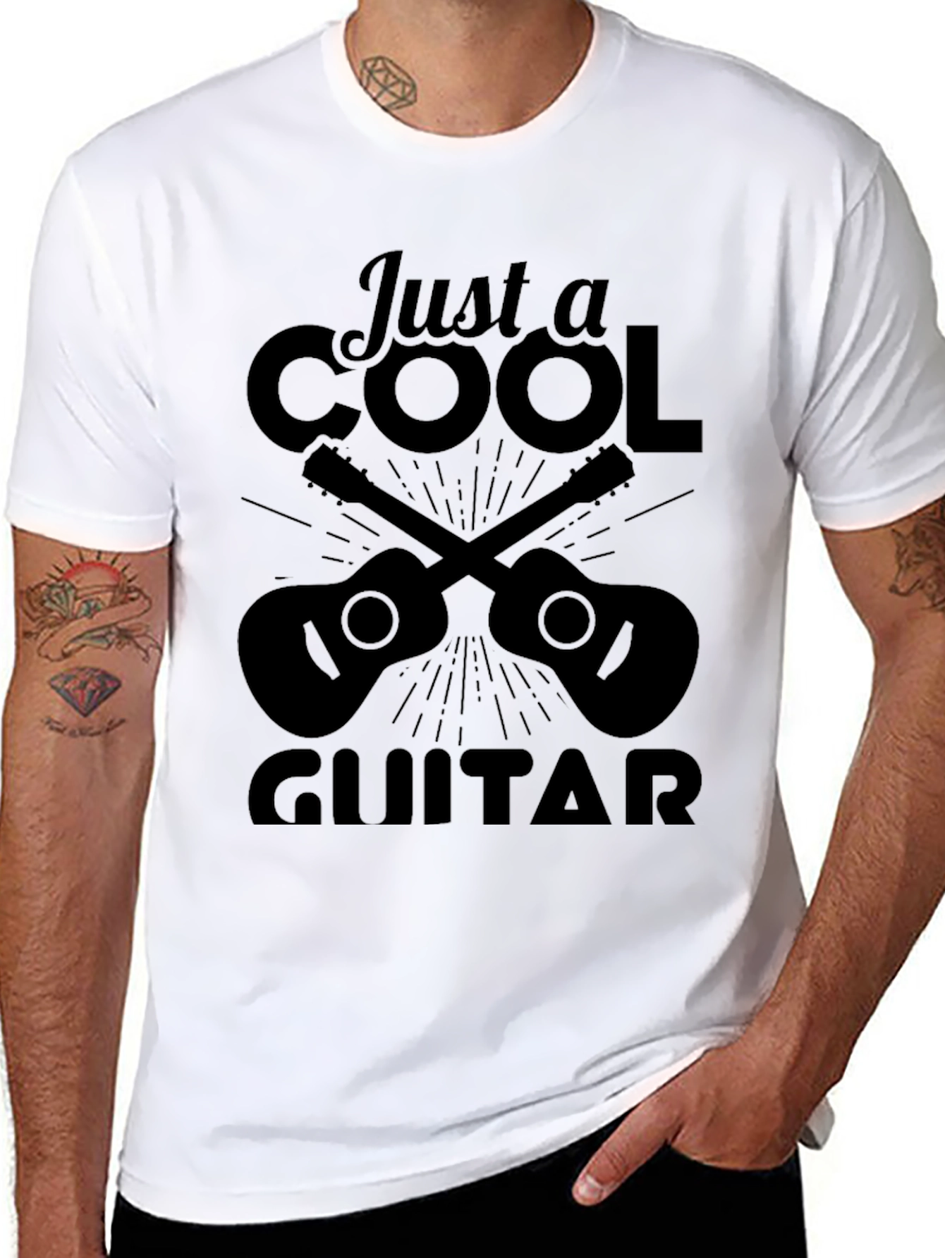 Black Cool Guitar T-Shirt - Musician Tee view 8