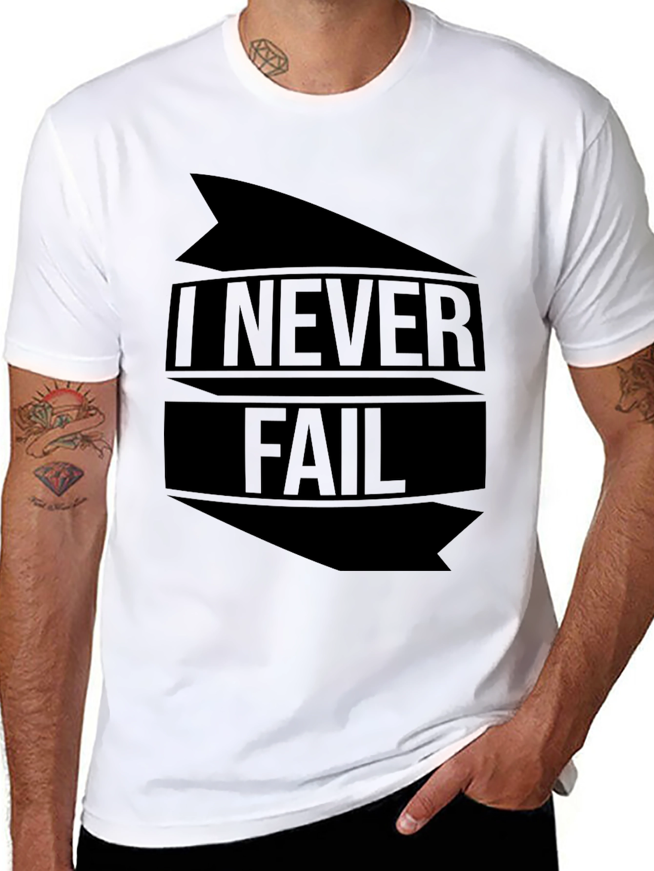 Black I NEVER FAIL Graphic Tee - Bold Statement T-Shirt view 8