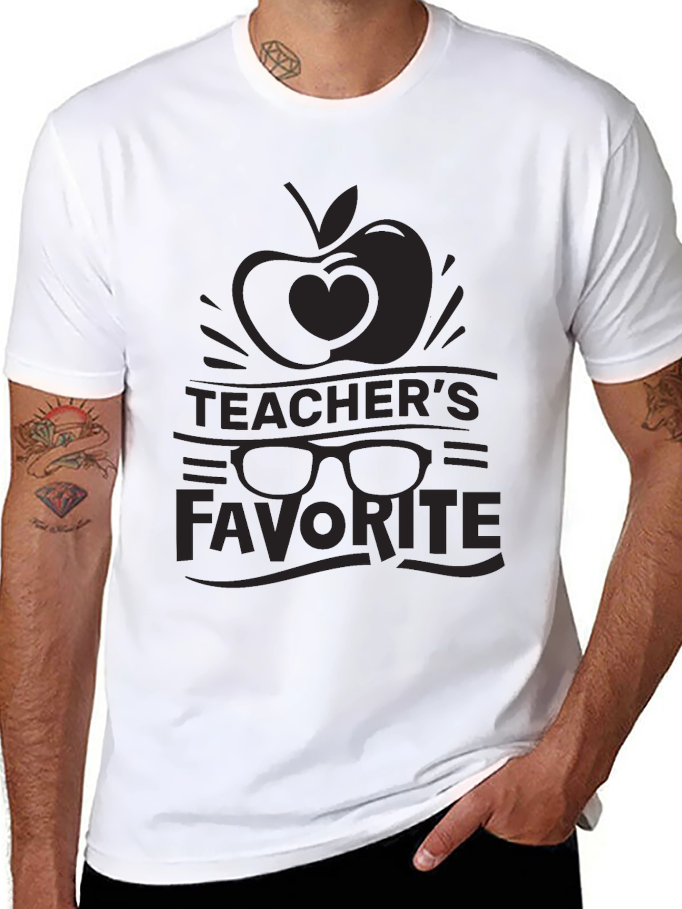 Black Teacher's Favorite Graphic Tee - Black Unisex T-Shirt view 8