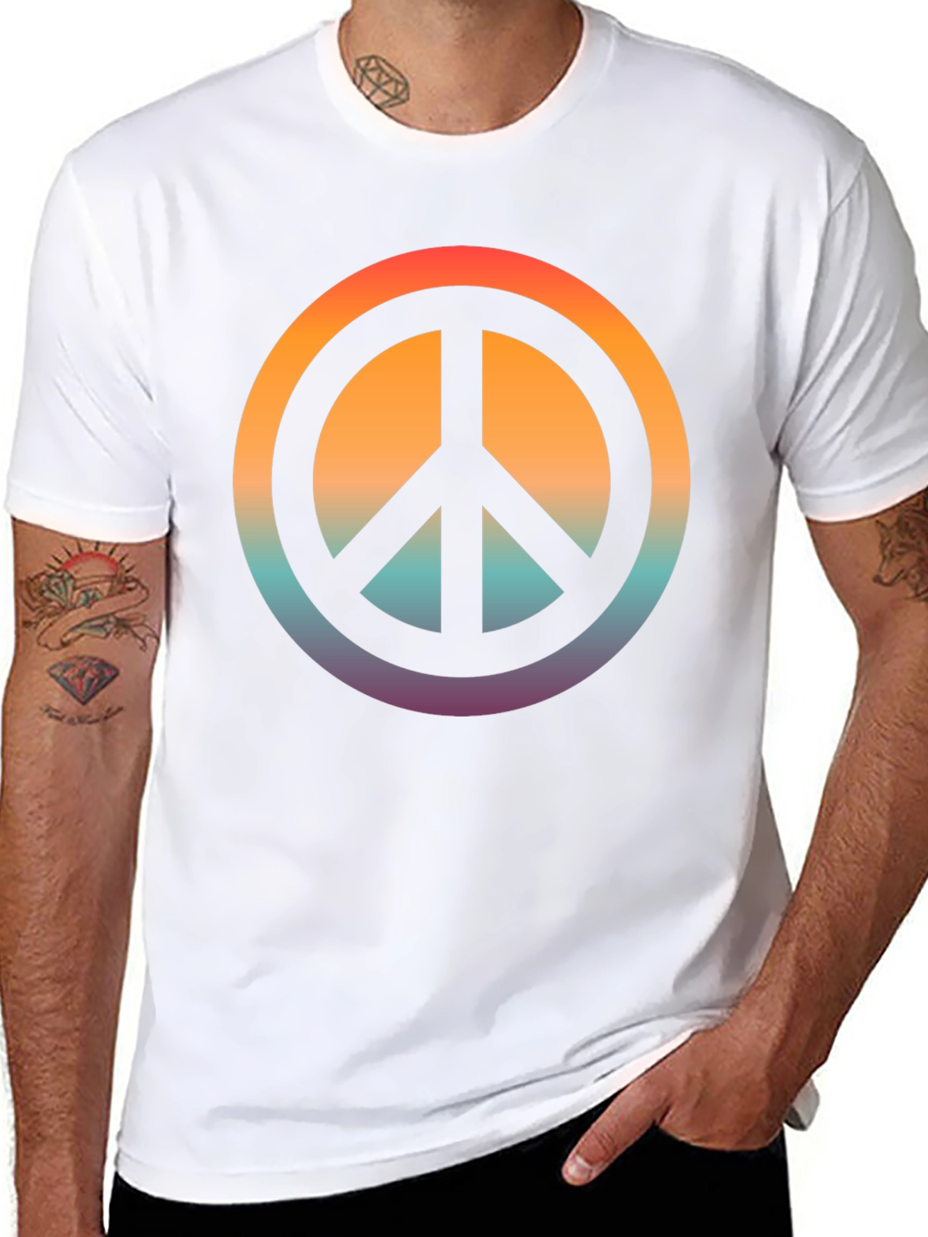 Black Retro Peace Sign T-Shirt view 8