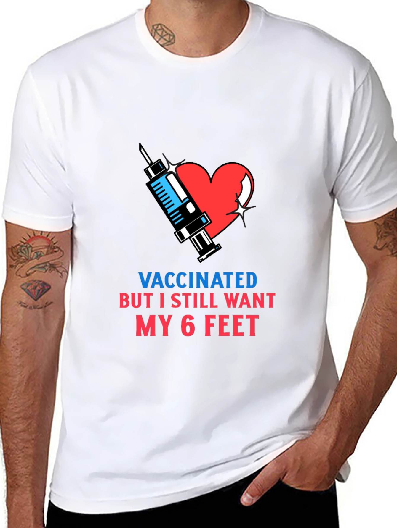 Black Vaccinated 6 Feet T-Shirt view 8