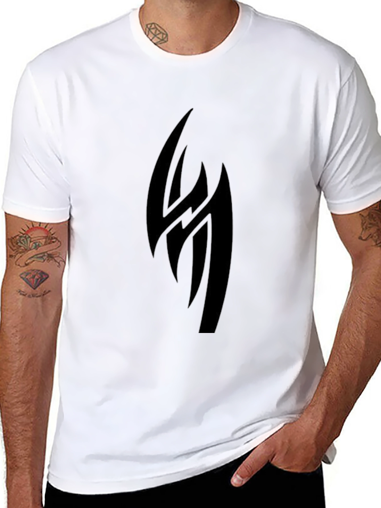 Black Black Graphic Tee - Tribal Design view 8