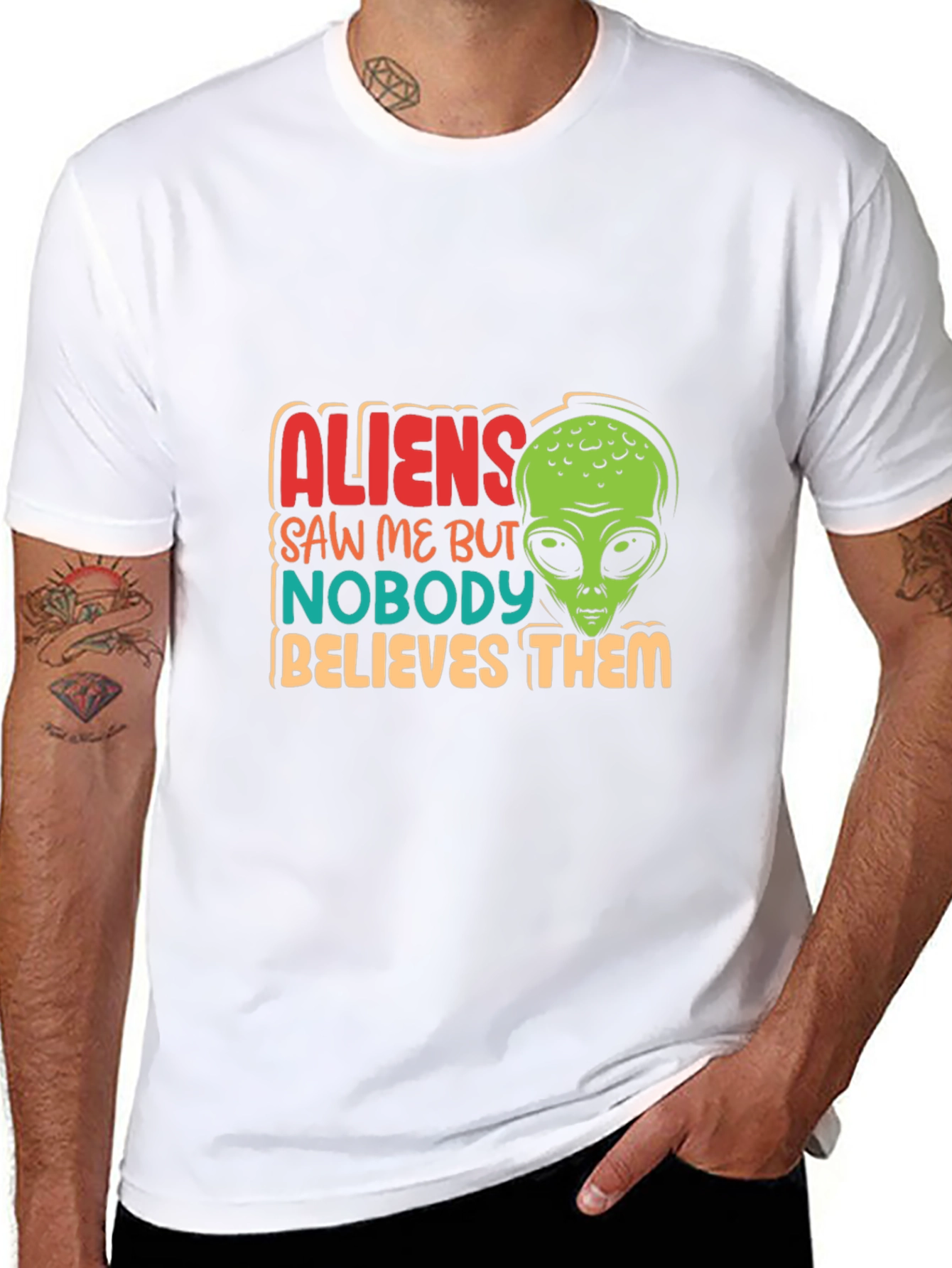 Black Aliens Saw Me Funny Graphic T-Shirt view 8