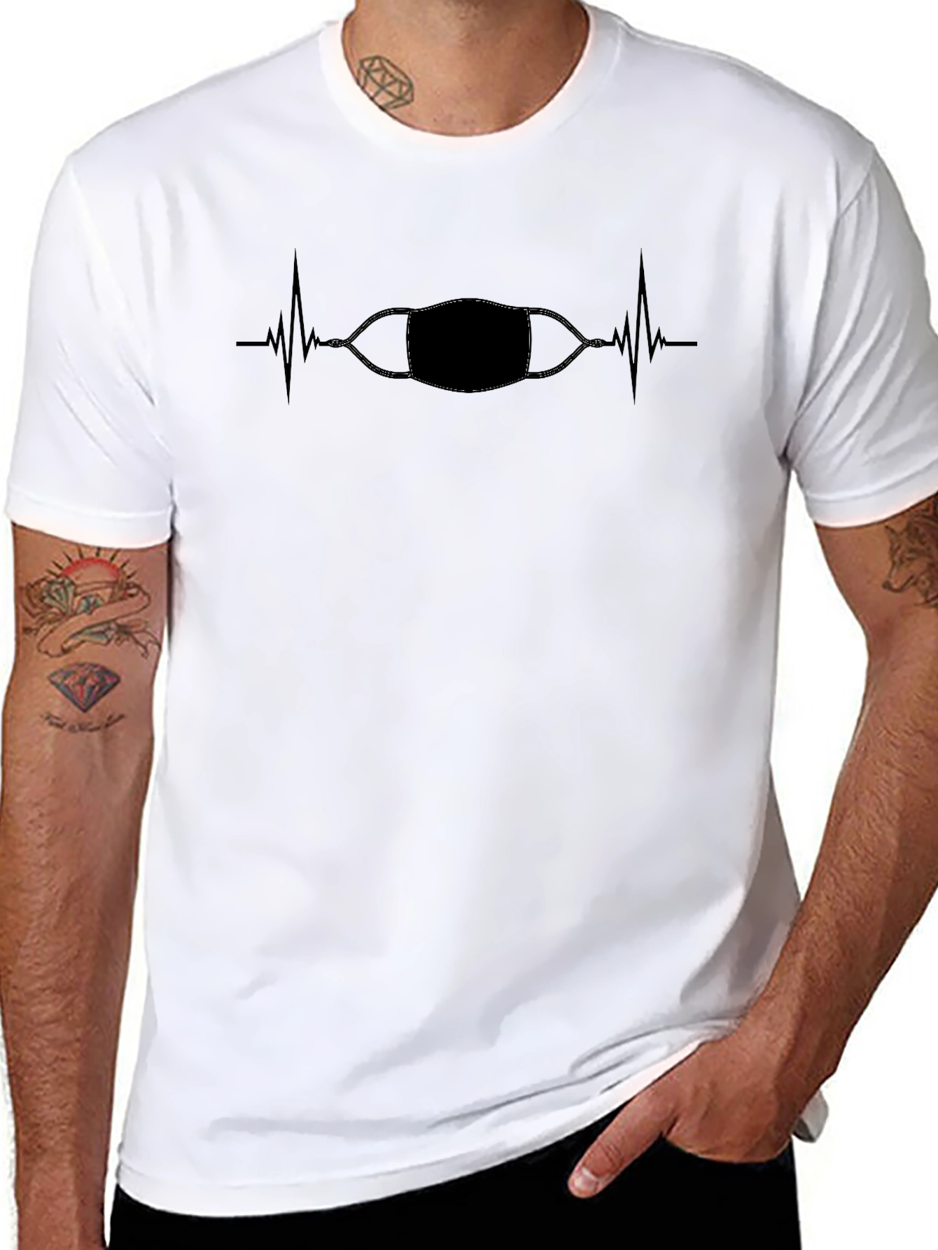 Black Mask Pulse Graphic Tee - Stylish and Protective view 8