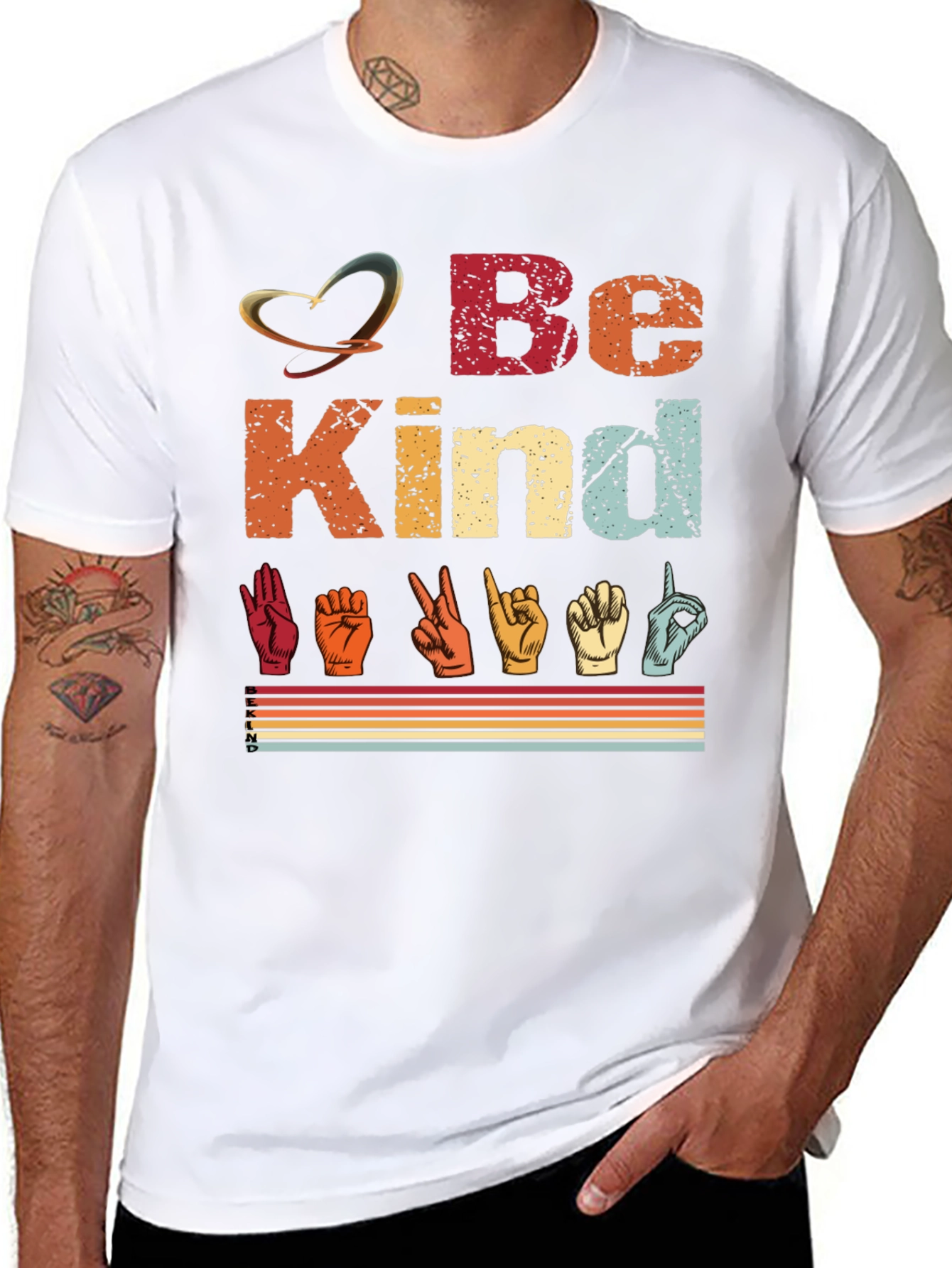 Black Be Kind Sign Language T-Shirt view 8