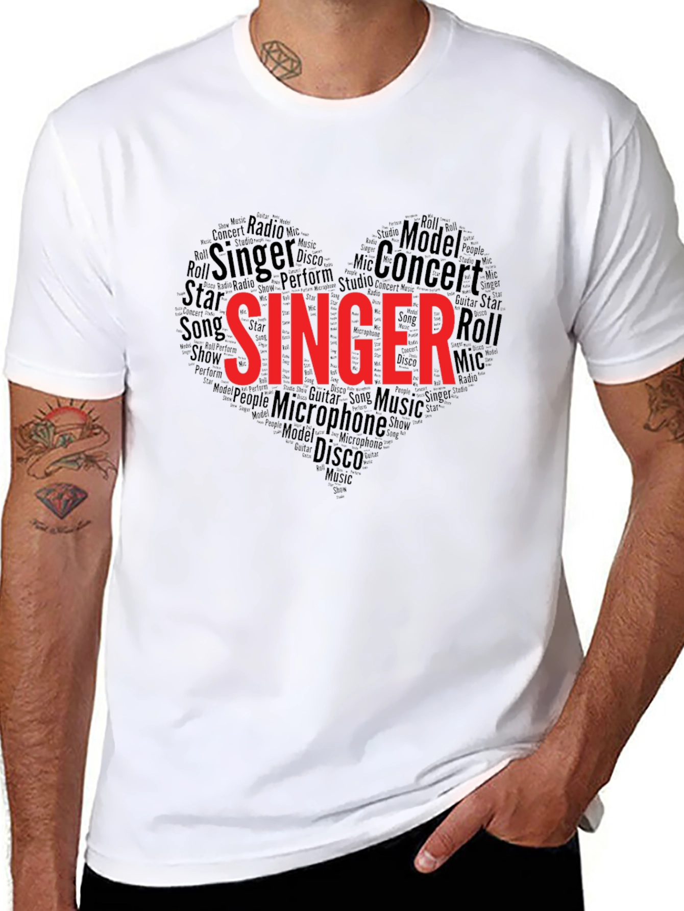 Black Singer Heart Word Art Graphic Tee view 8