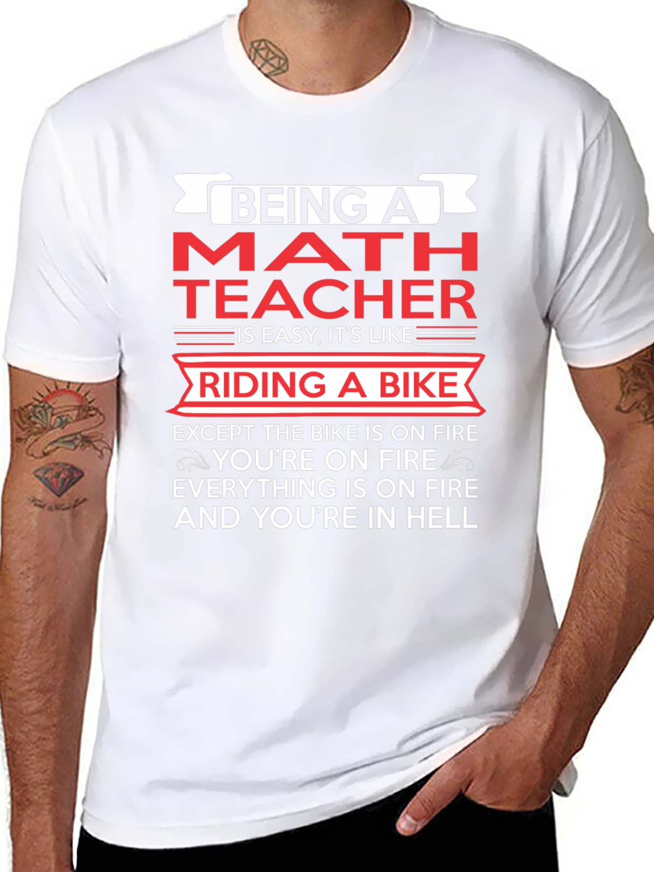 Black Funny Math Teacher Riding a Bike T-Shirt view 8