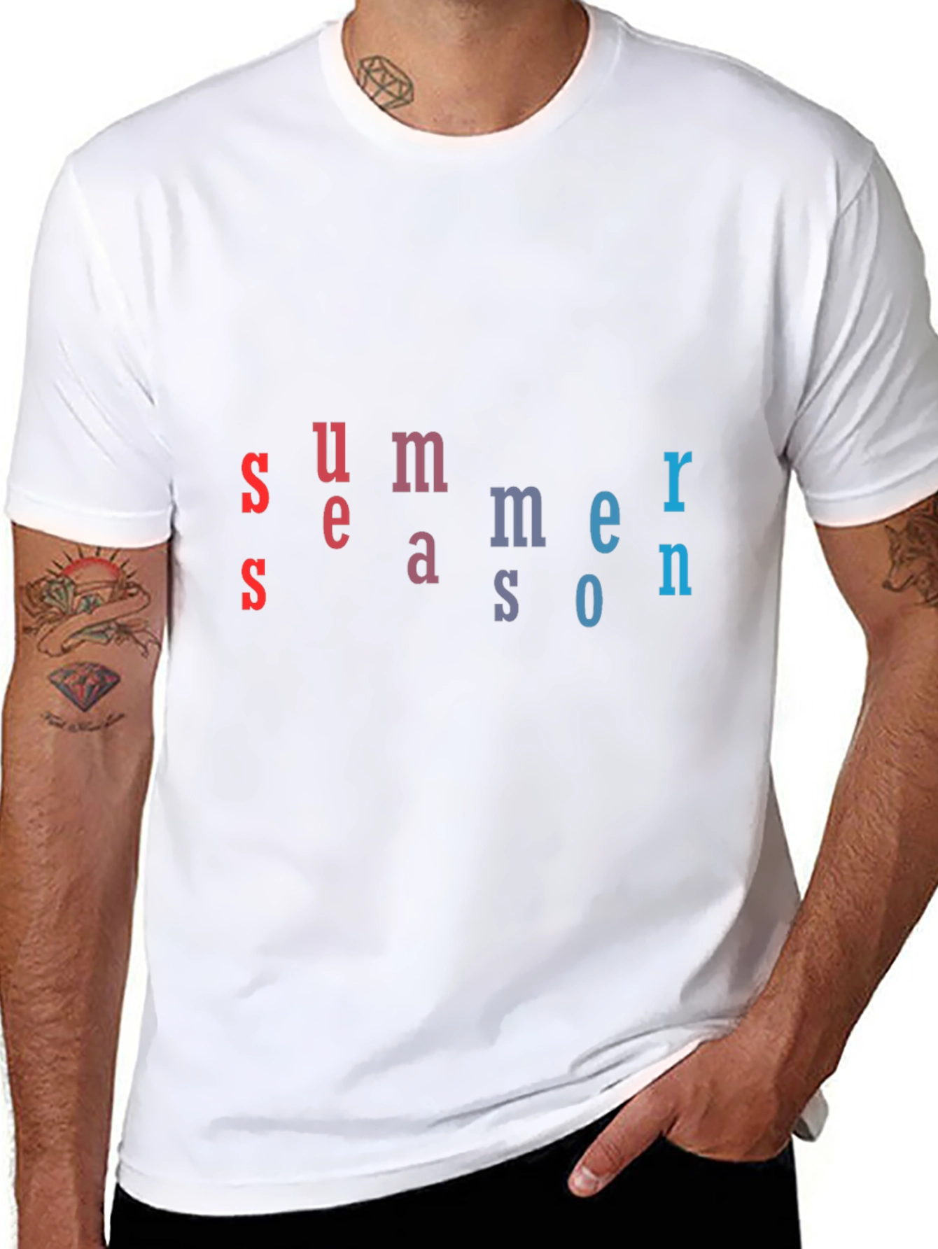 Black Summer Season T-Shirt - Unique Letter Design view 8