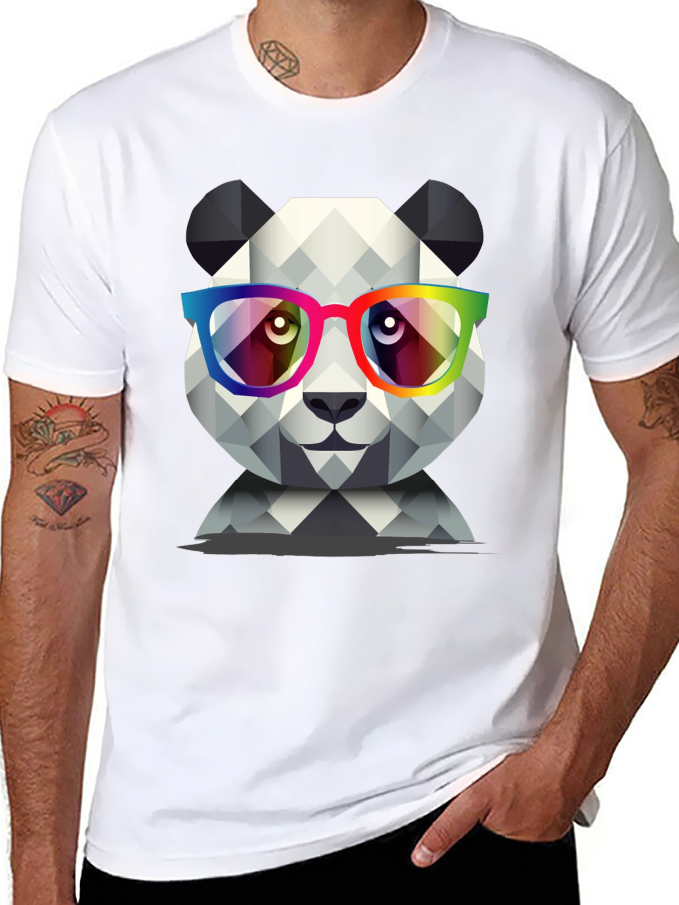 Black Geometric Panda T-Shirt view 8