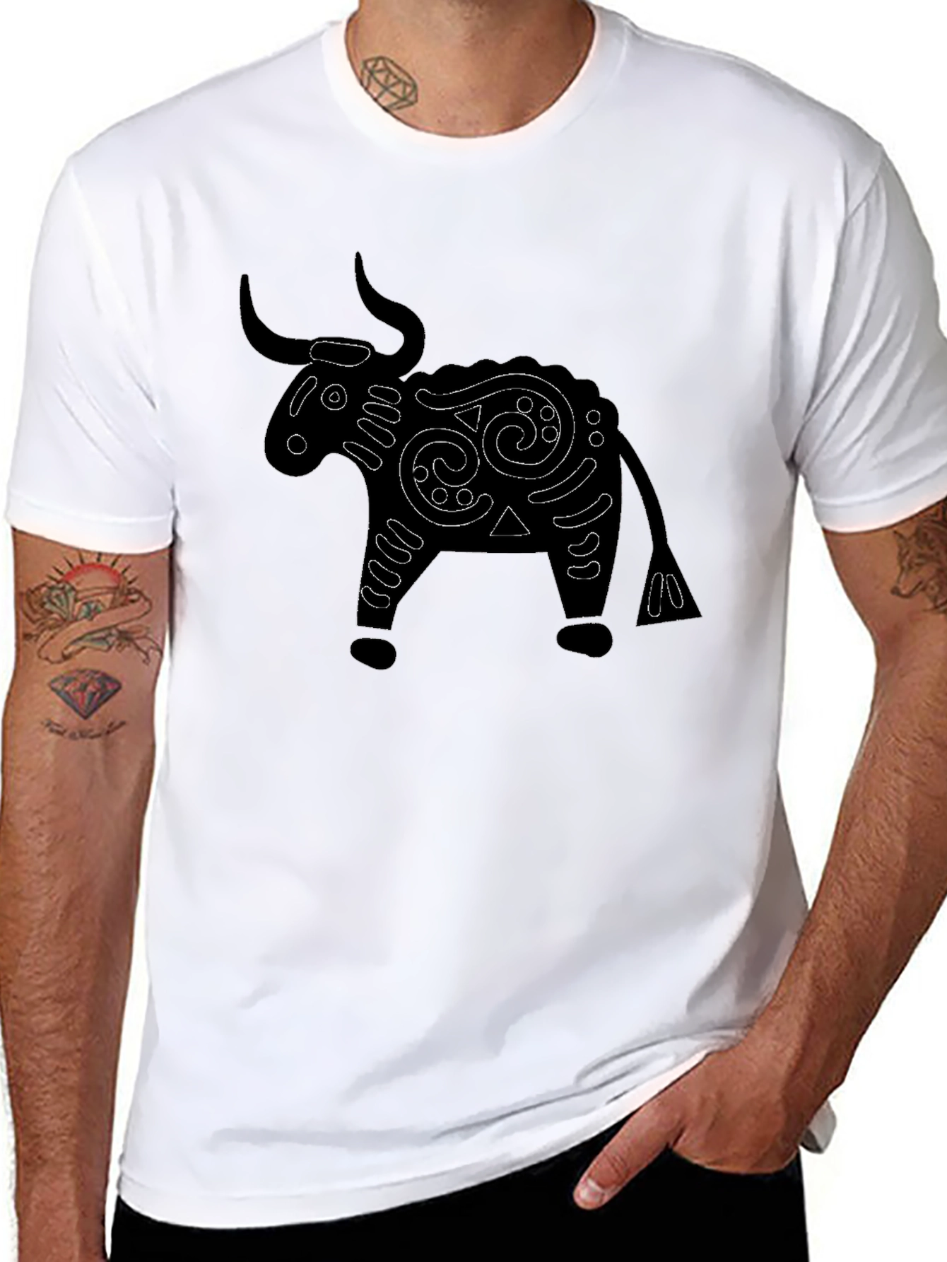 Black Black Bull Graphic Tee - Unique Design view 8