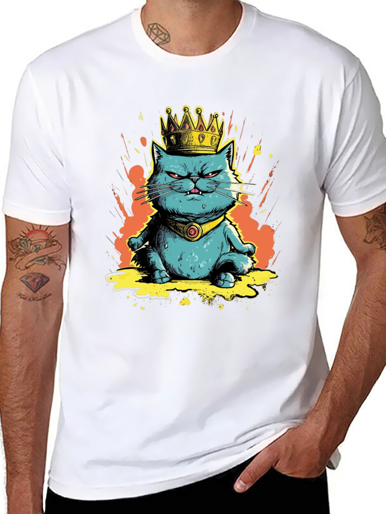 Black King Cat Graphic Tee - Royal Feline Fun view 8