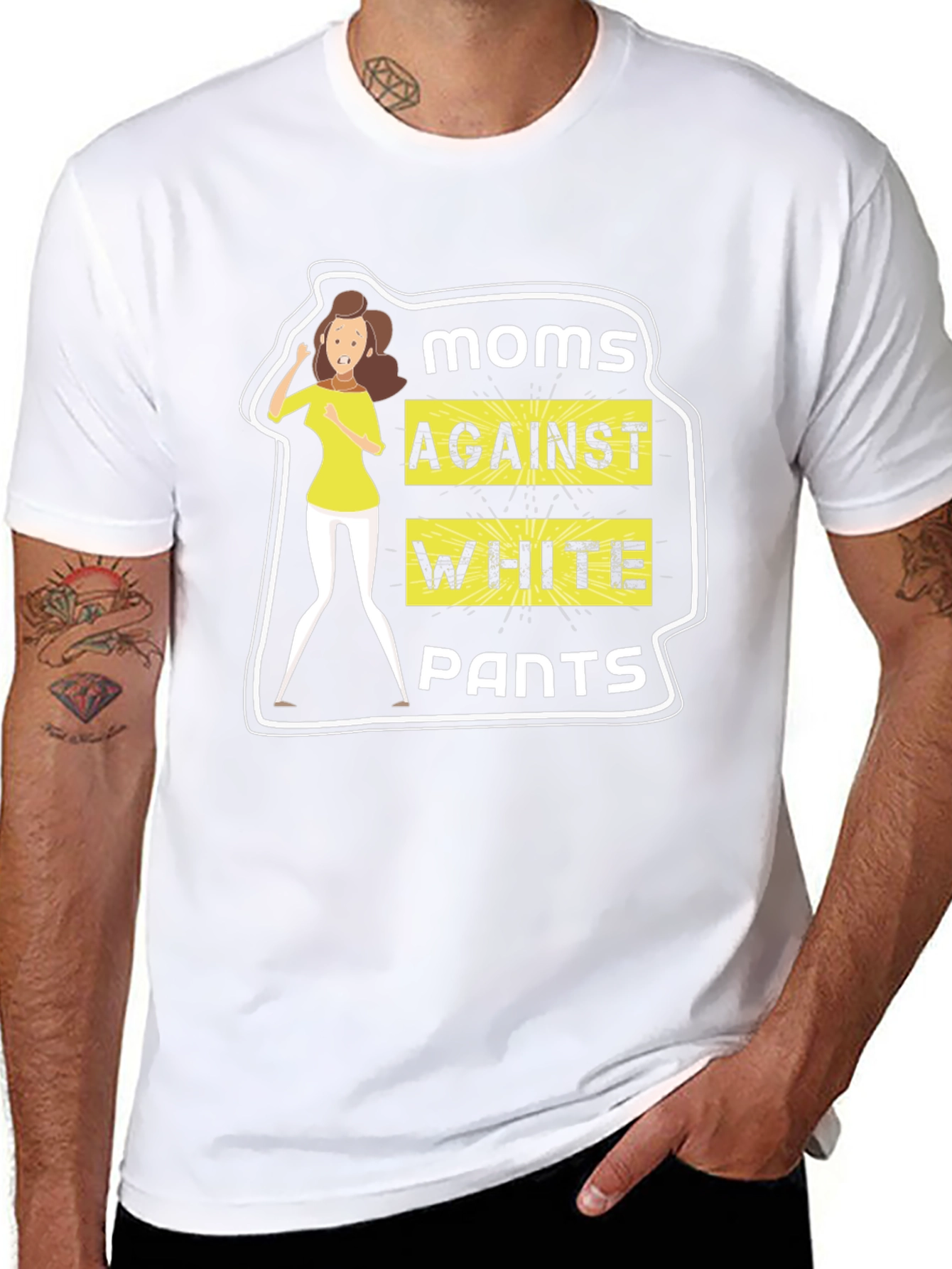 Black Moms Against White Pants Graphic Tee view 8