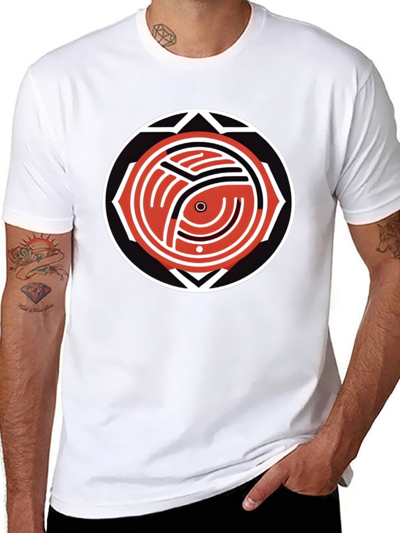 Black Abstract Graphic Print Black T-Shirt view 8