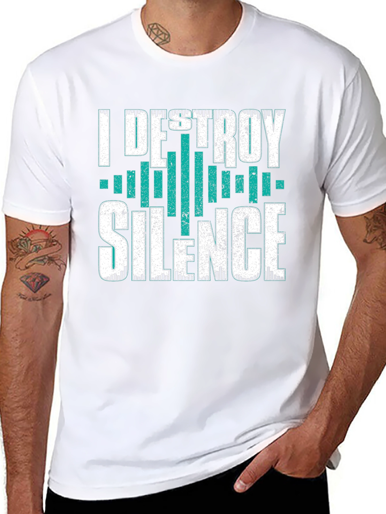 Black I Destroy Silence Graphic T-Shirt view 8