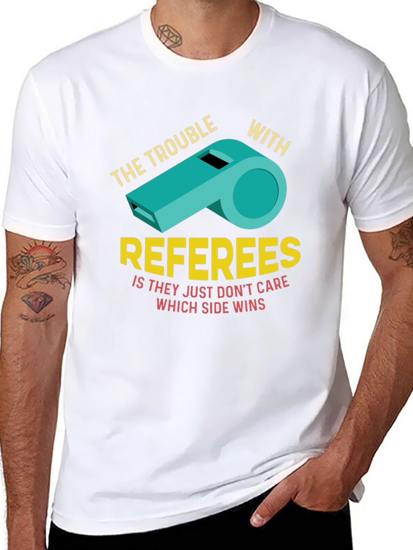 Black The Trouble With Referees Funny T-Shirt view 8
