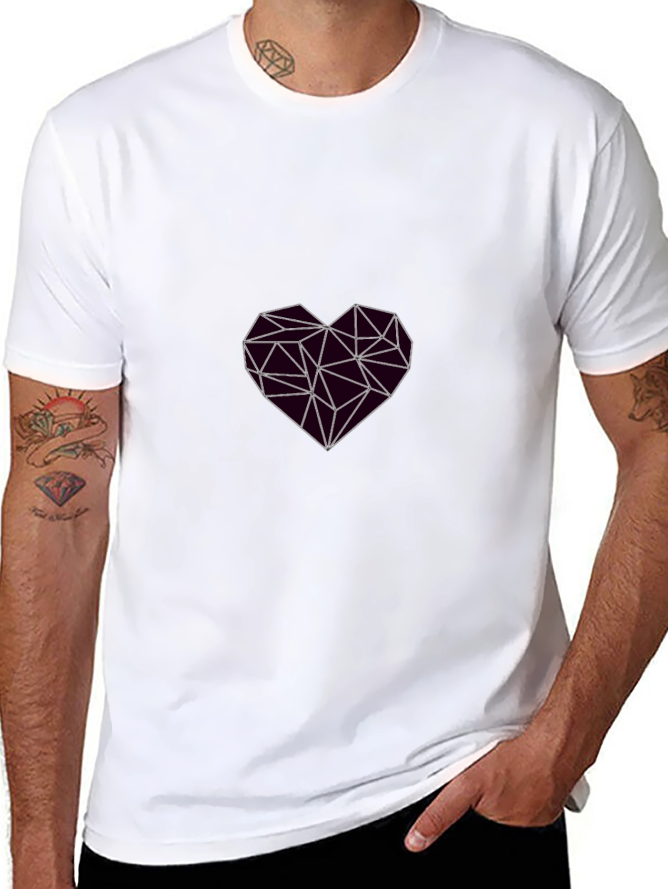 Black Geometric Heart Graphic Black T-Shirt view 8