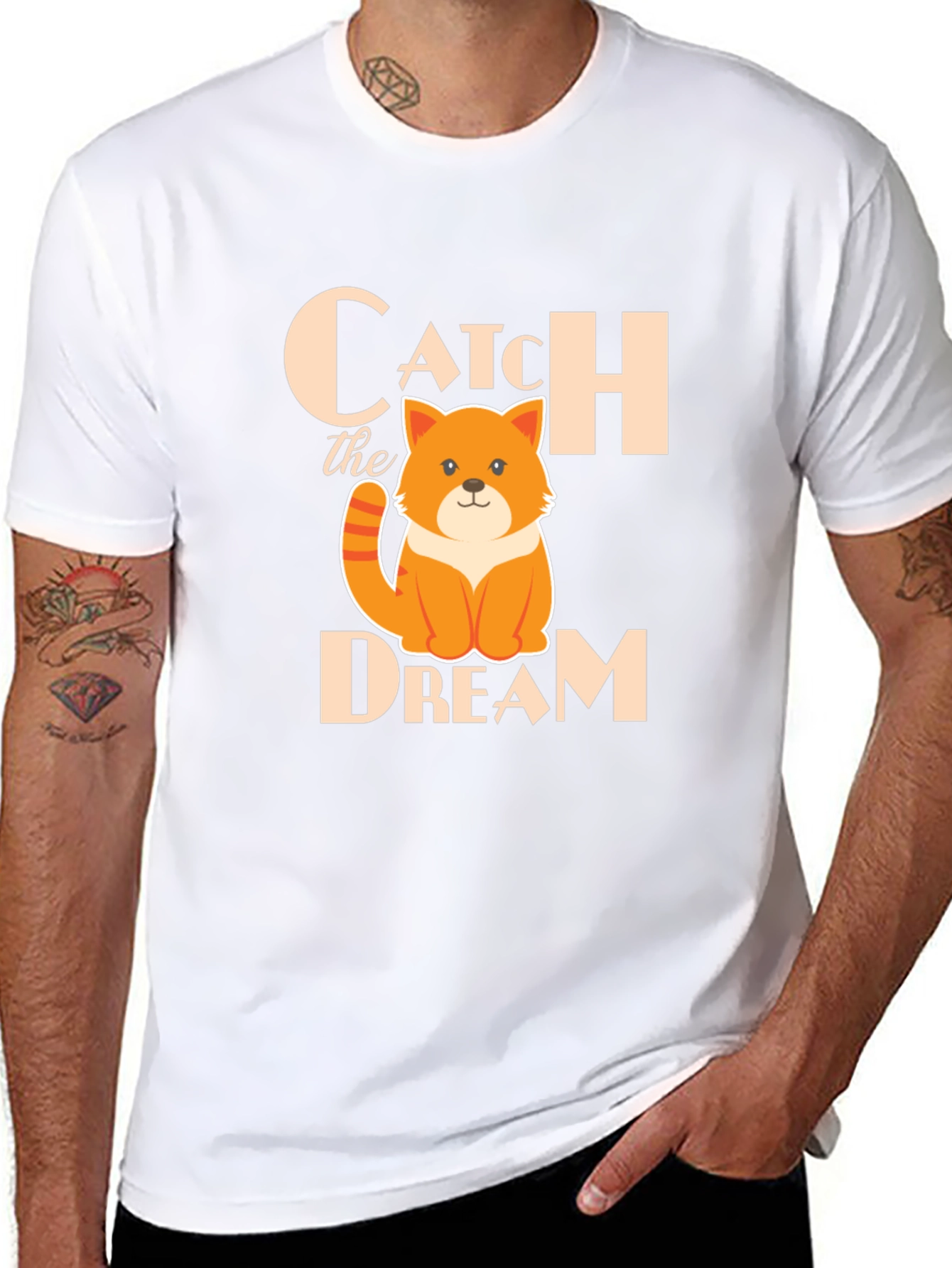 Black Catch the Dream Graphic T-Shirt - Novelty Kitten Tee view 8