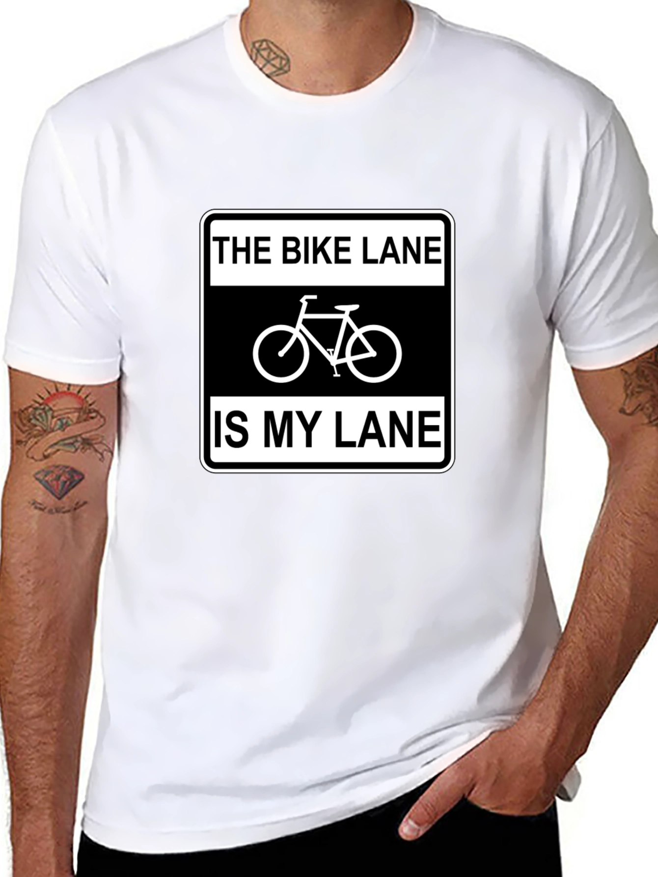 Black Bike Lane is My Lane T-Shirt - Cycling Enthusiast Tee view 8