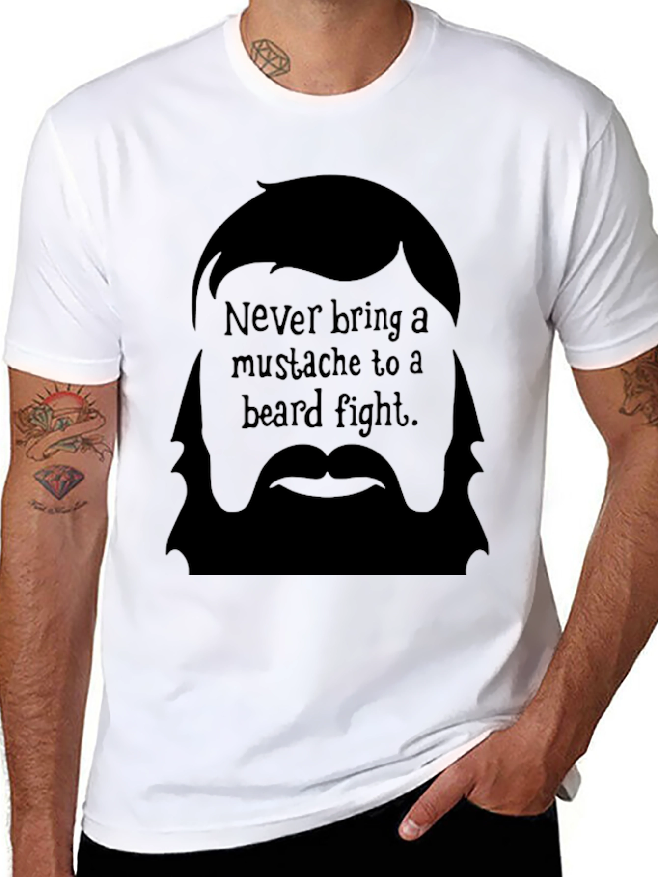 Black Beard Fight T-Shirt - Funny Beard Graphic Tee view 8