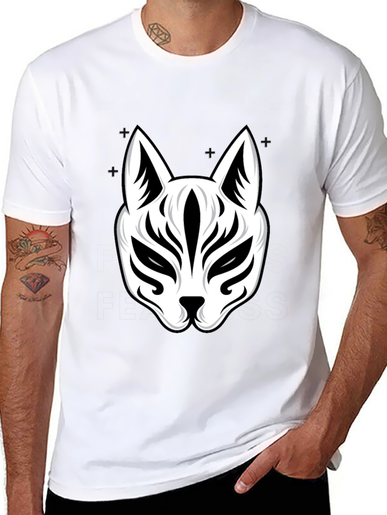 Black Fox Mask Graphic Tee - Stylish Black T-Shirt view 8