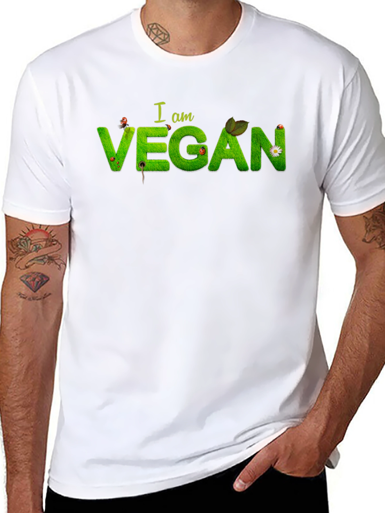 Black I am Vegan Graphic T-Shirt view 8