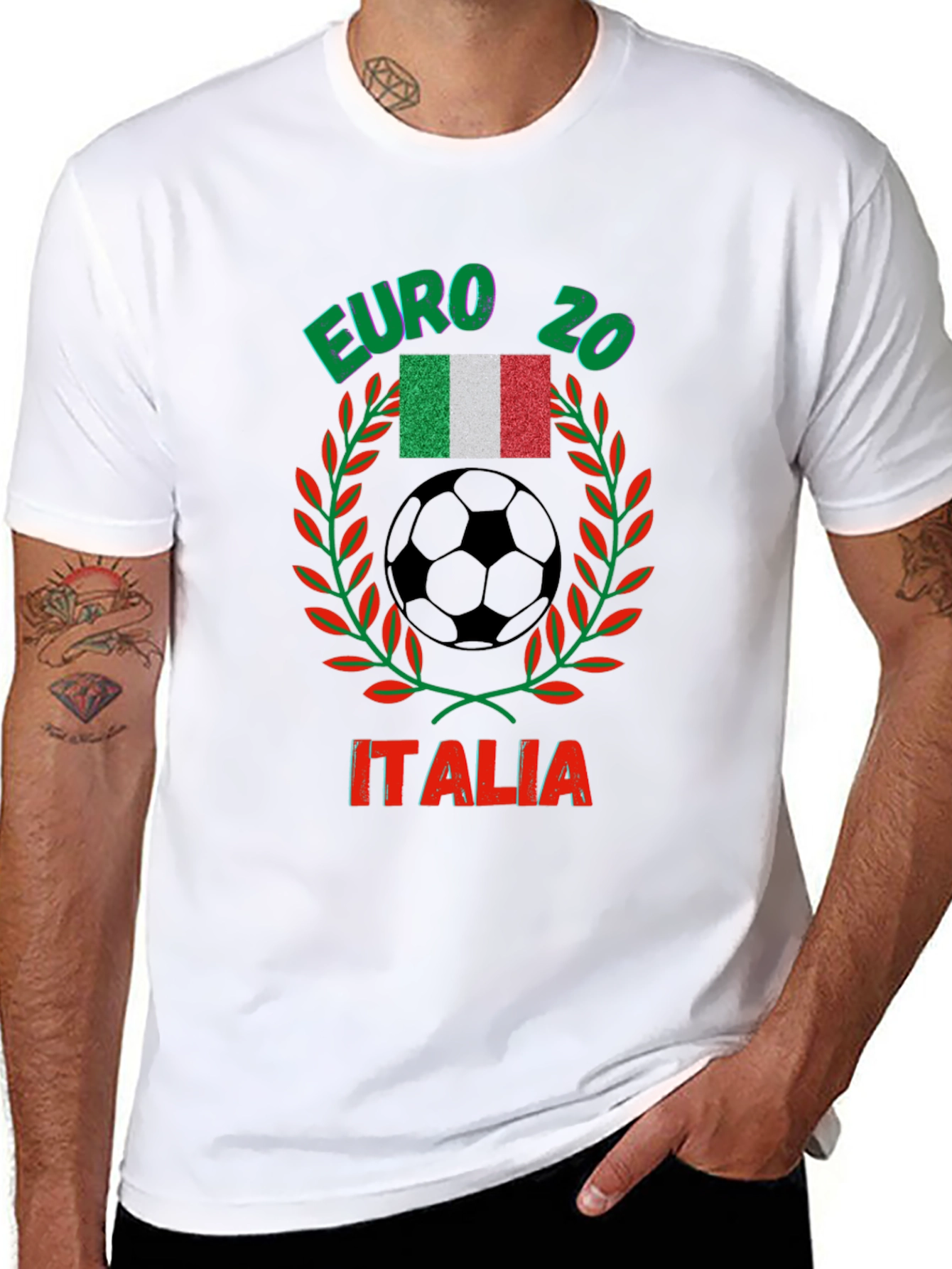 Black Euro 20 Italia Soccer T-Shirt view 8