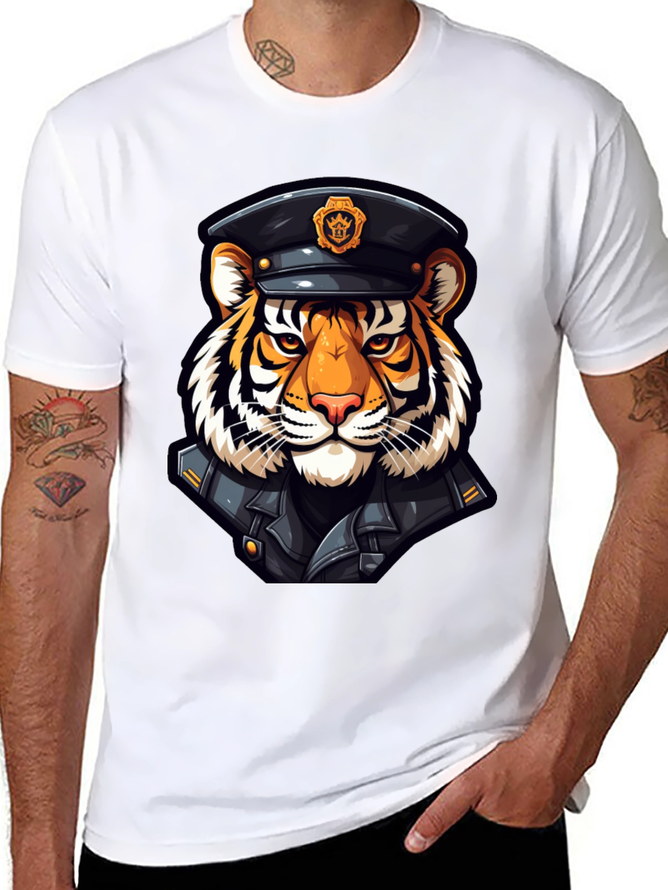 Black Tiger Officer Graphic T-Shirt view 8