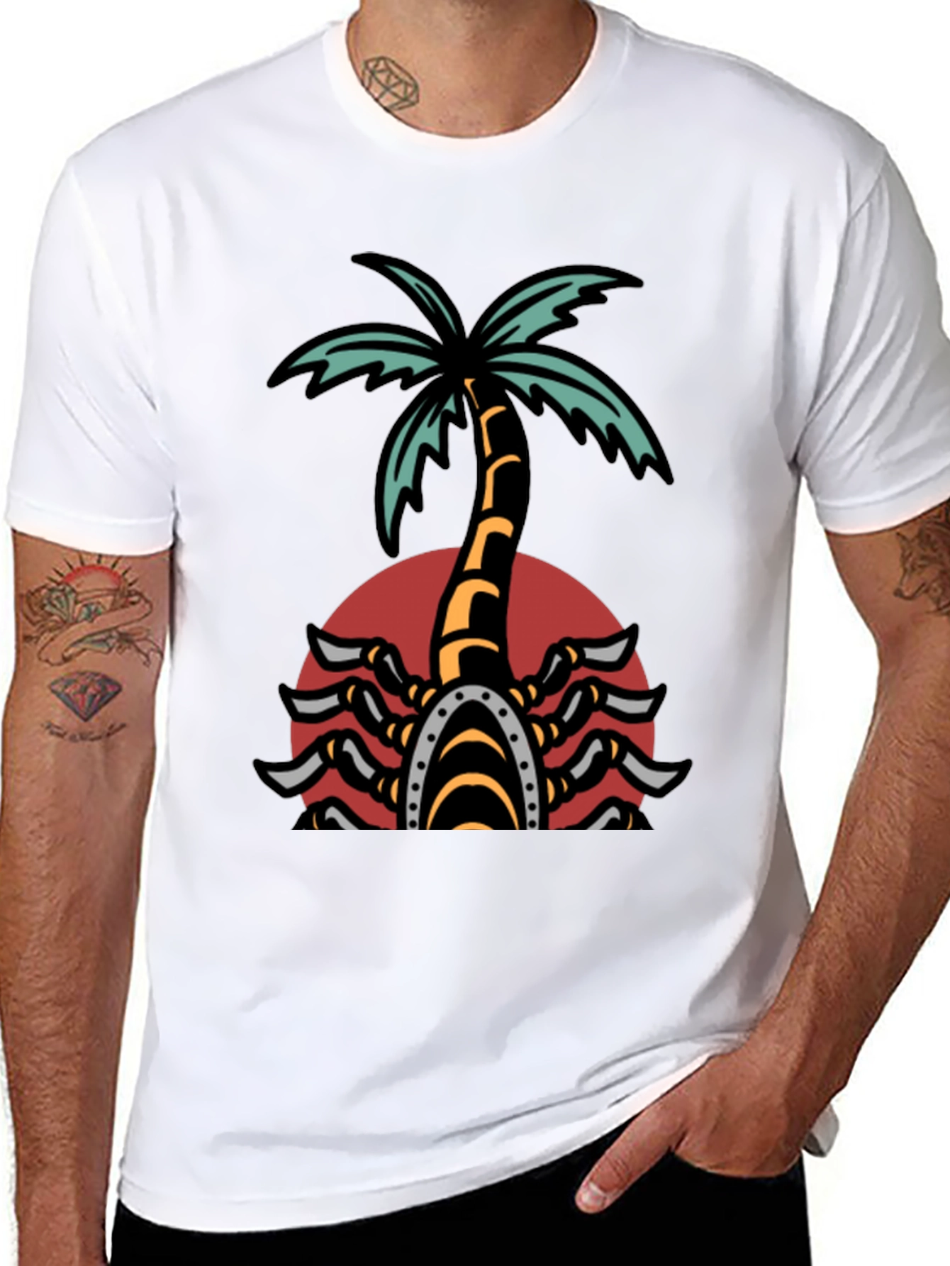 Black Palm Tree Scorpion Graphic T-Shirt view 8