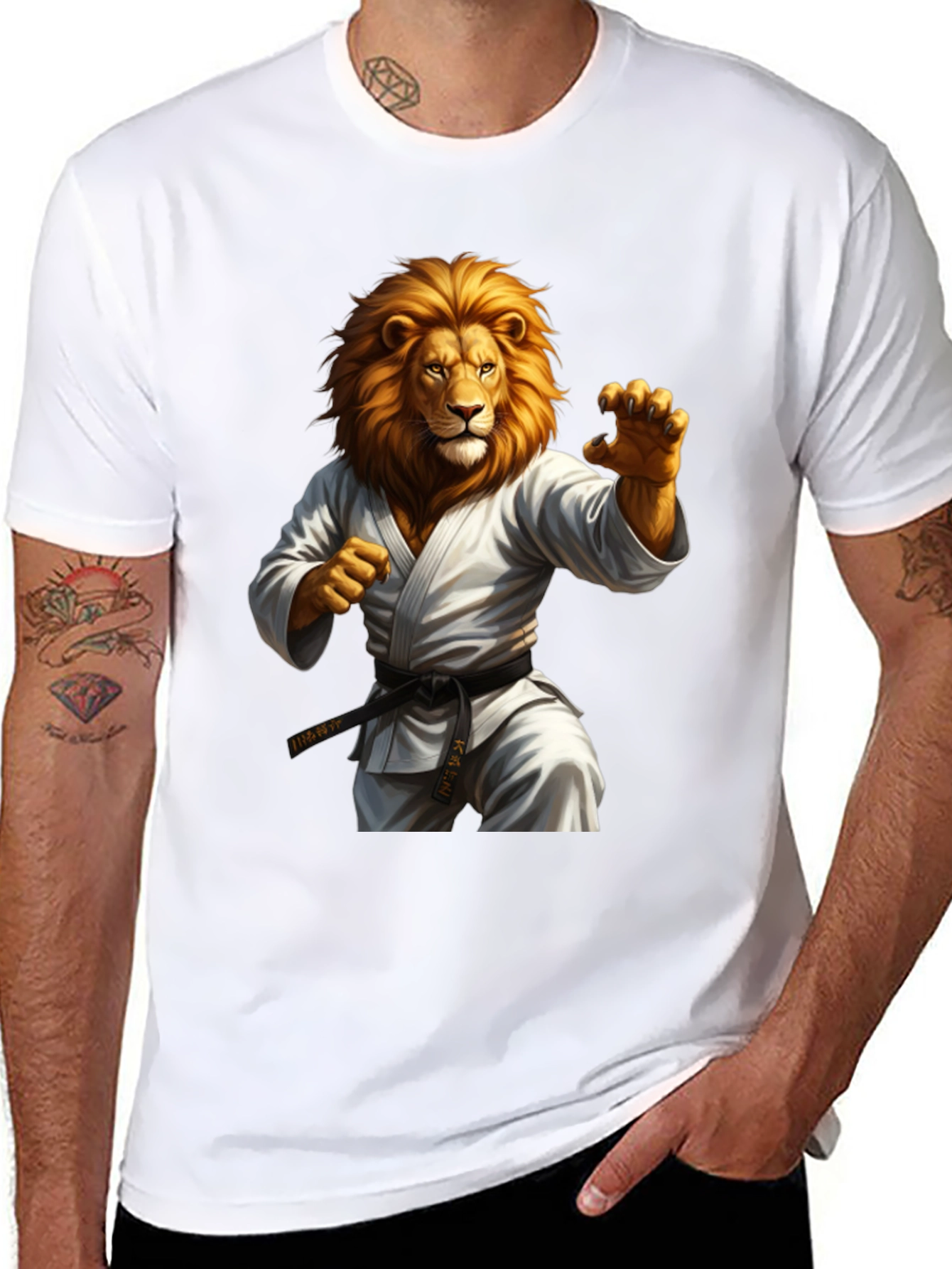 Black Lion Karate T-Shirt - Martial Arts Animal Tee view 8