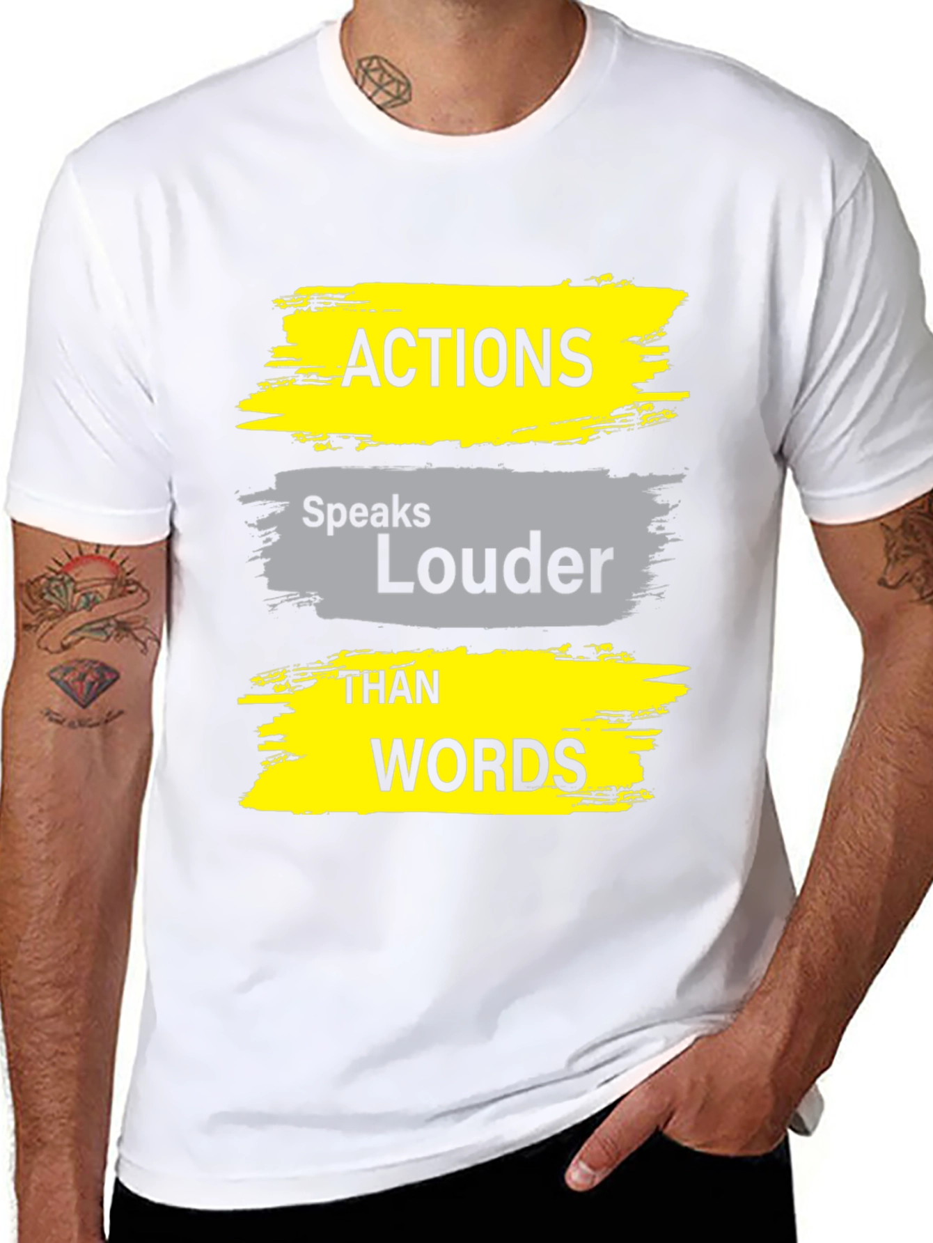 Black Actions Speak Louder Black Graphic Tee view 8