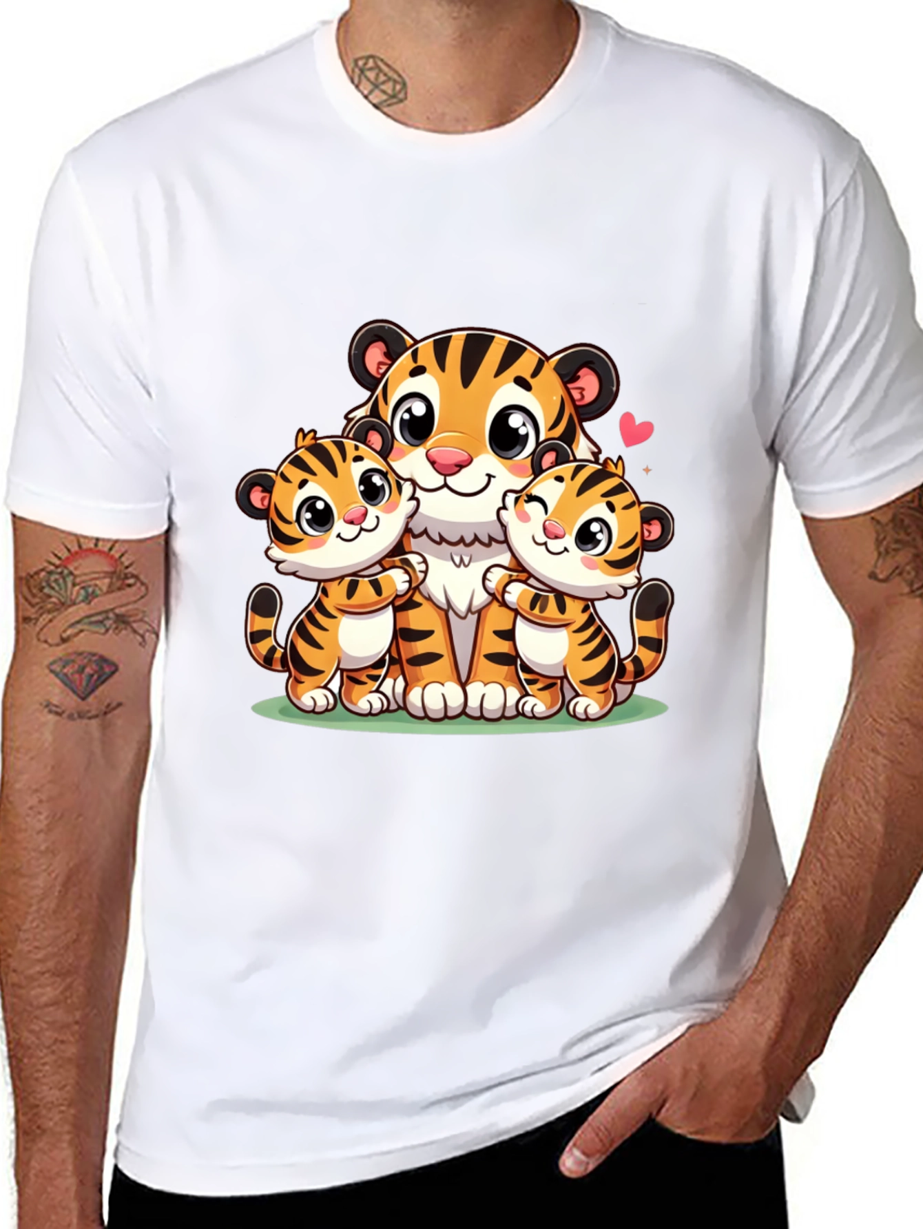 Black Cute Tiger Family Graphic T-Shirt view 8