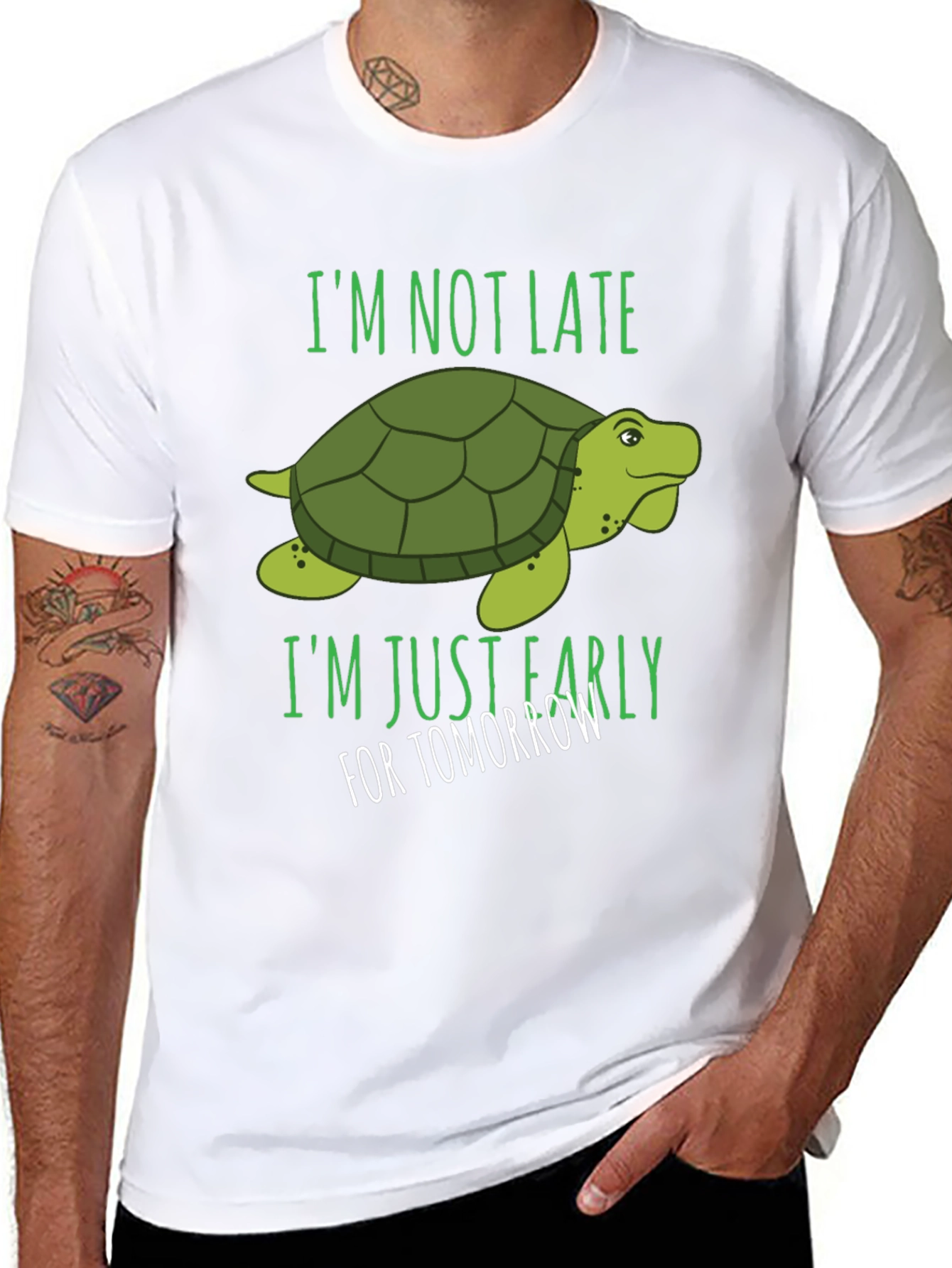 Black Funny Turtle T-Shirt - Always Early! view 8