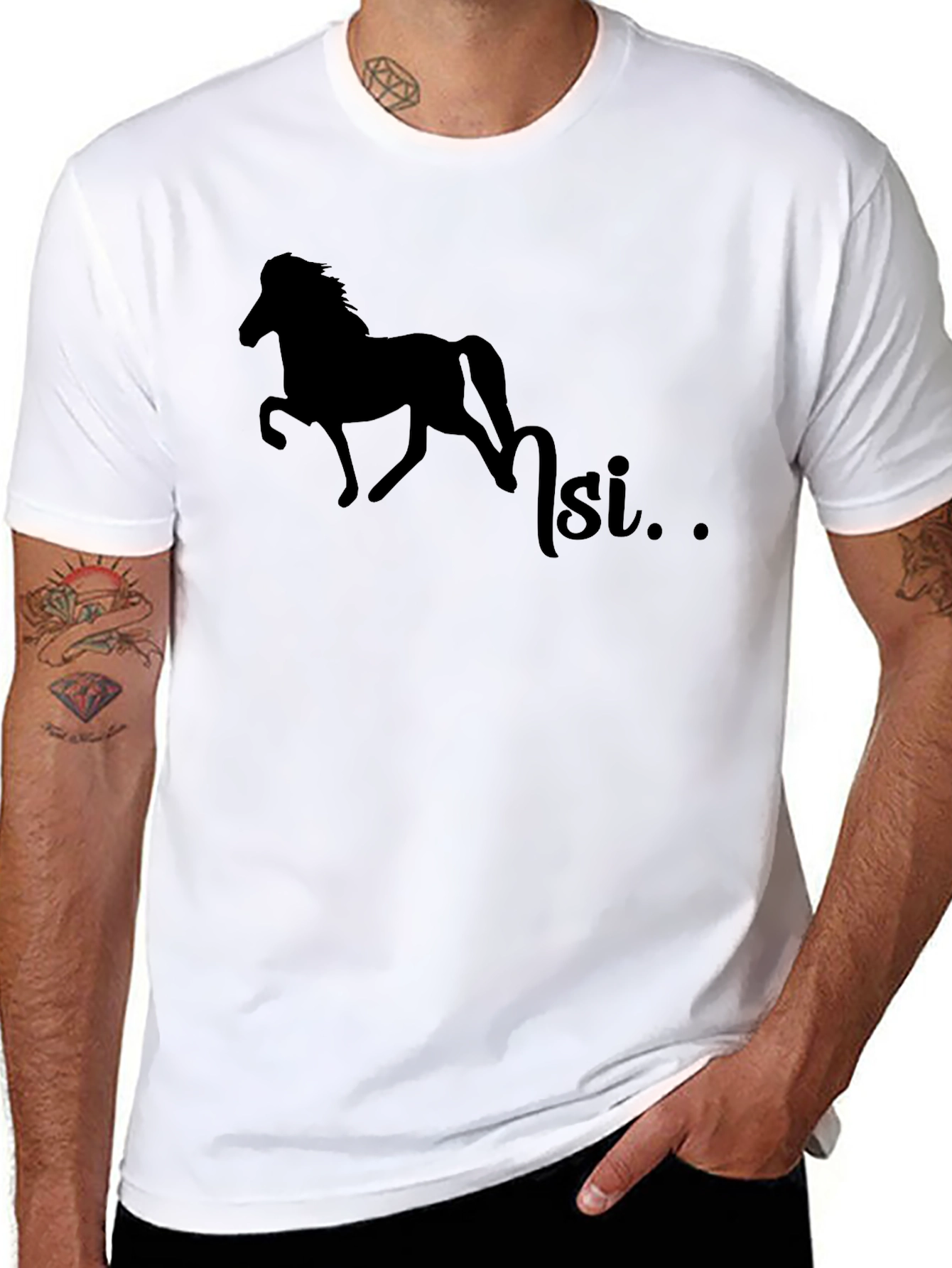 Black Silhouette Horse T-Shirt - Equestrian Style view 8