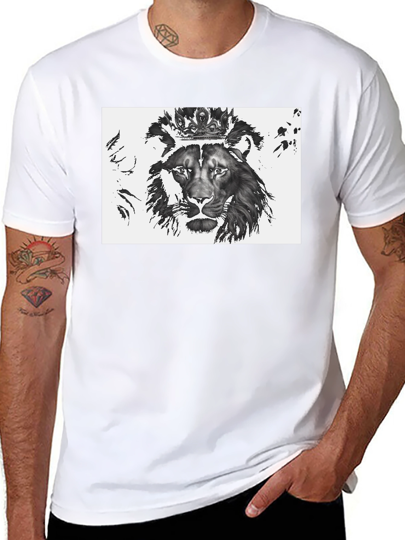 Black Lion King Graphic Tee - Black Cotton Blend view 8