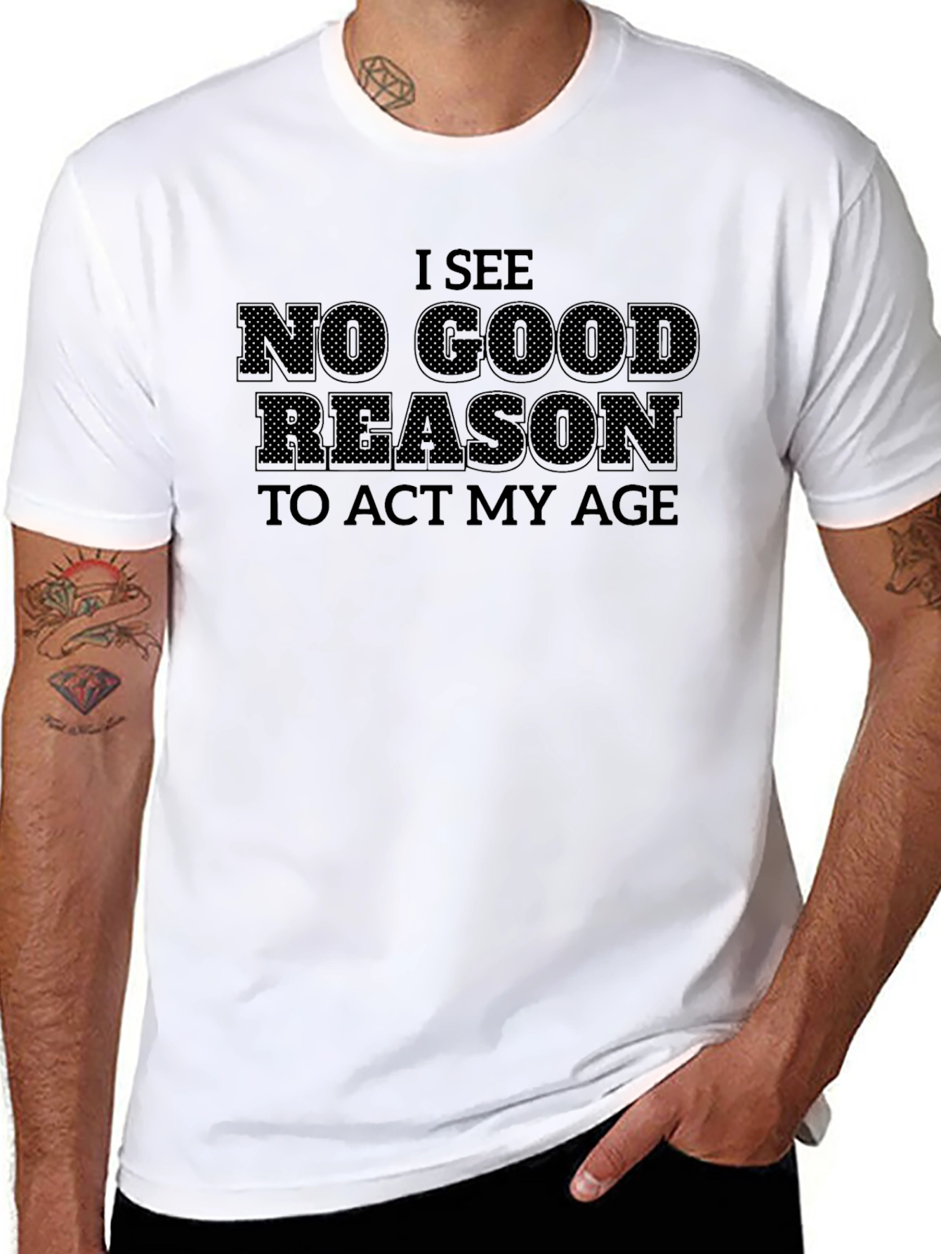 Black I See No Good Reason Funny Graphic T-Shirt view 8