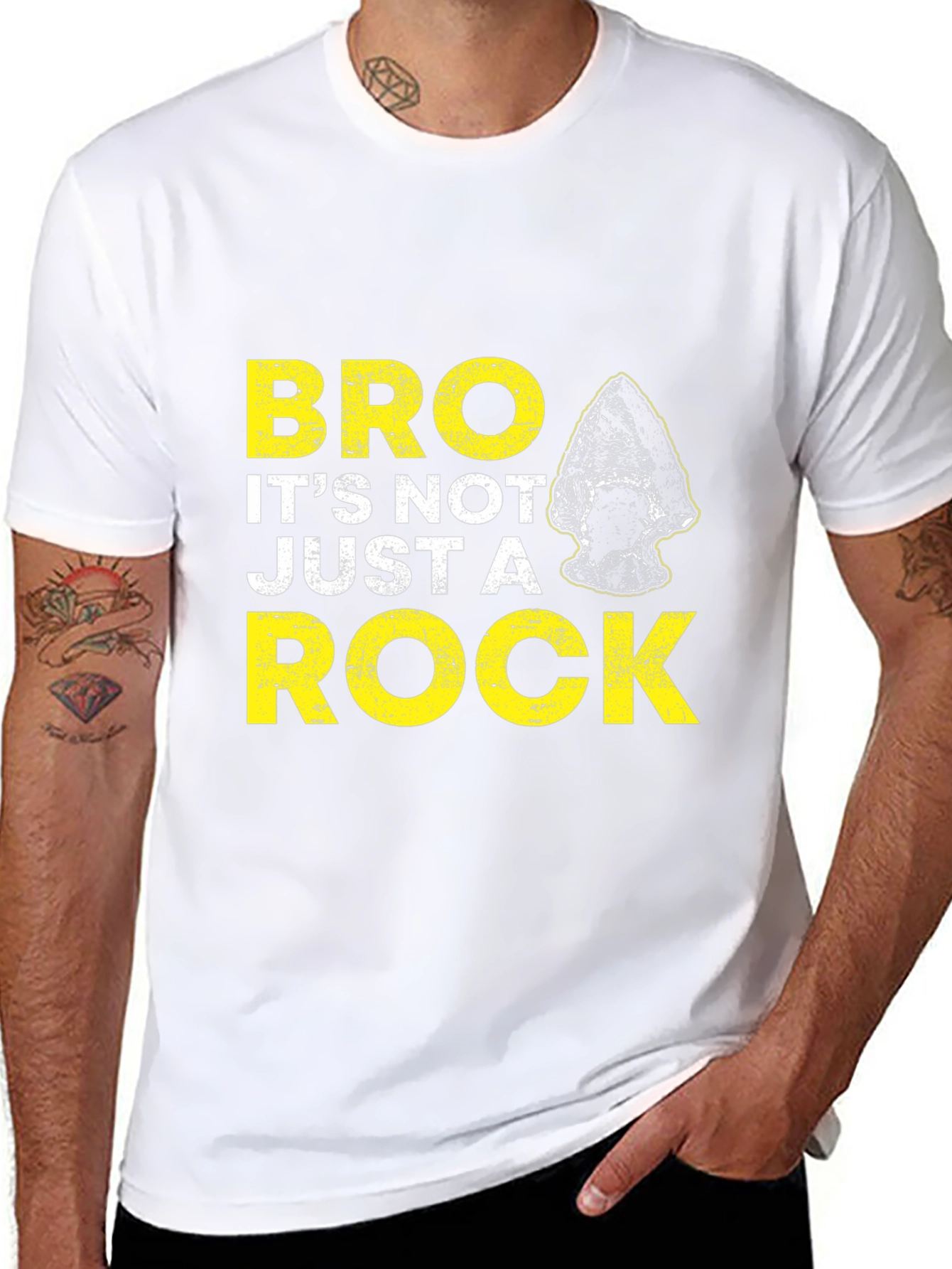 Black "Bro It's Not Just a Rock" Graphic T-Shirt view 8