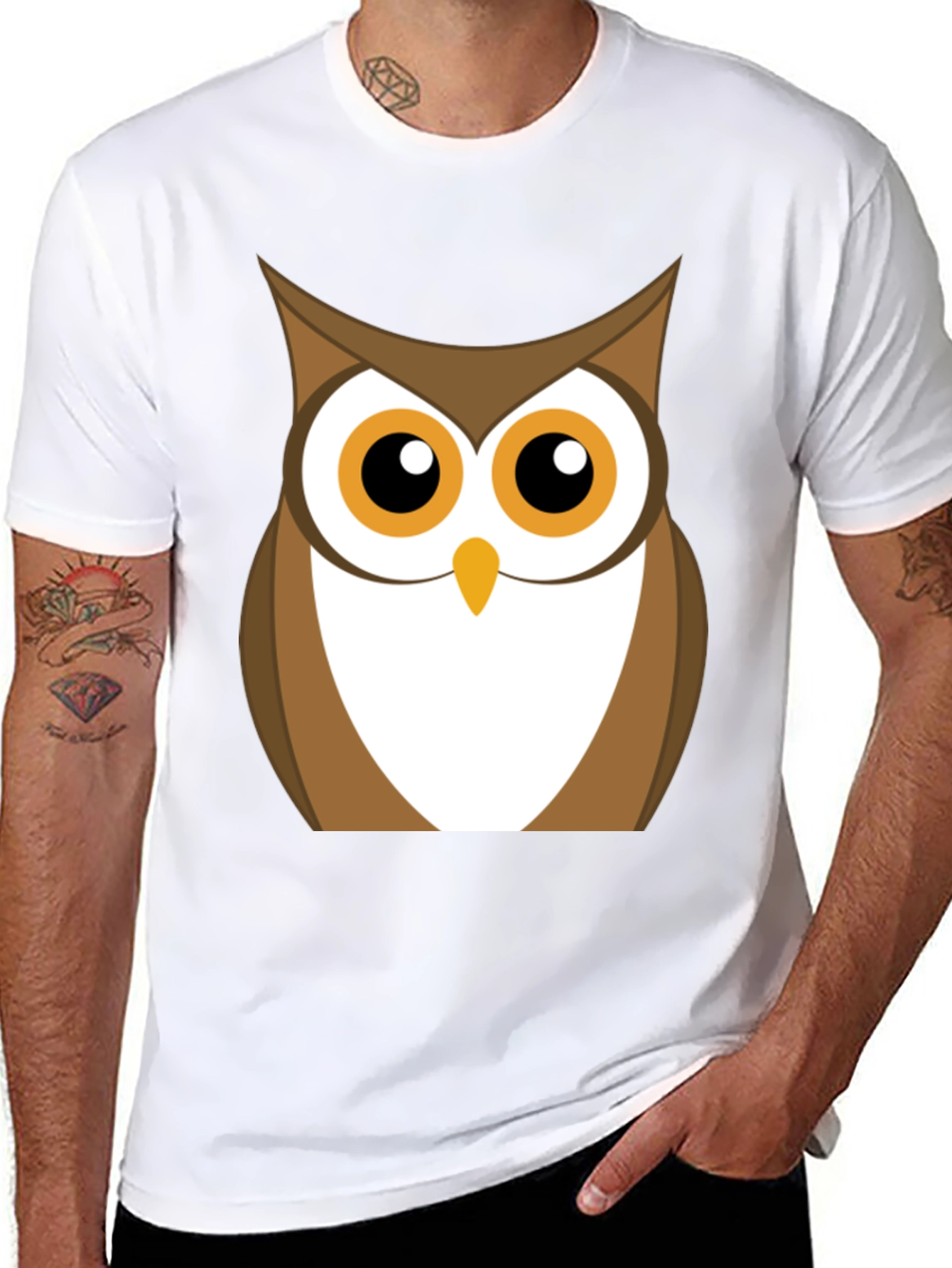 Black Owl Graphic Print Black T-Shirt view 8