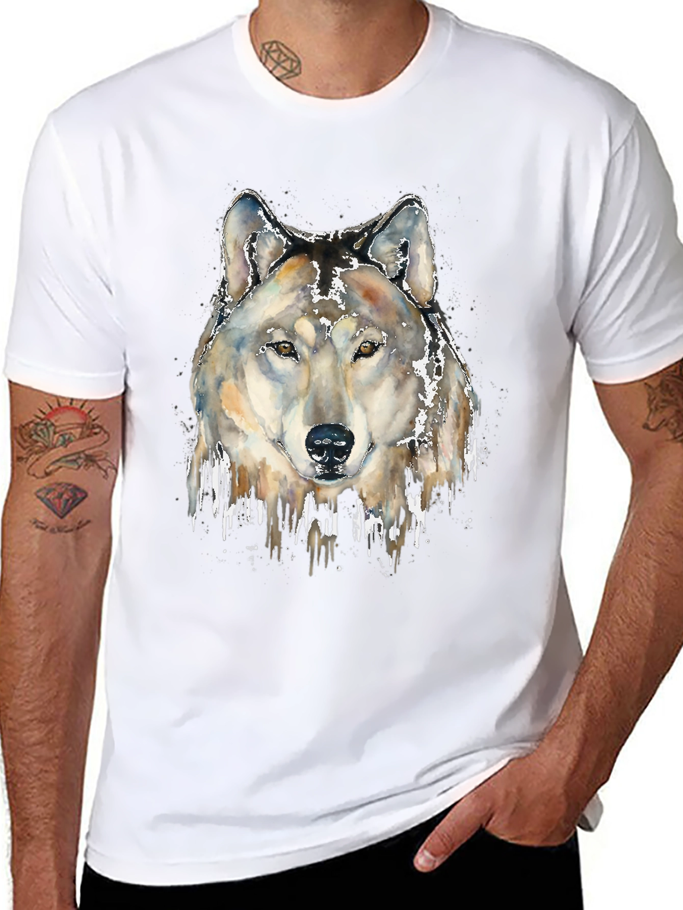 Black Wolf Head Graphic Print Tee view 8