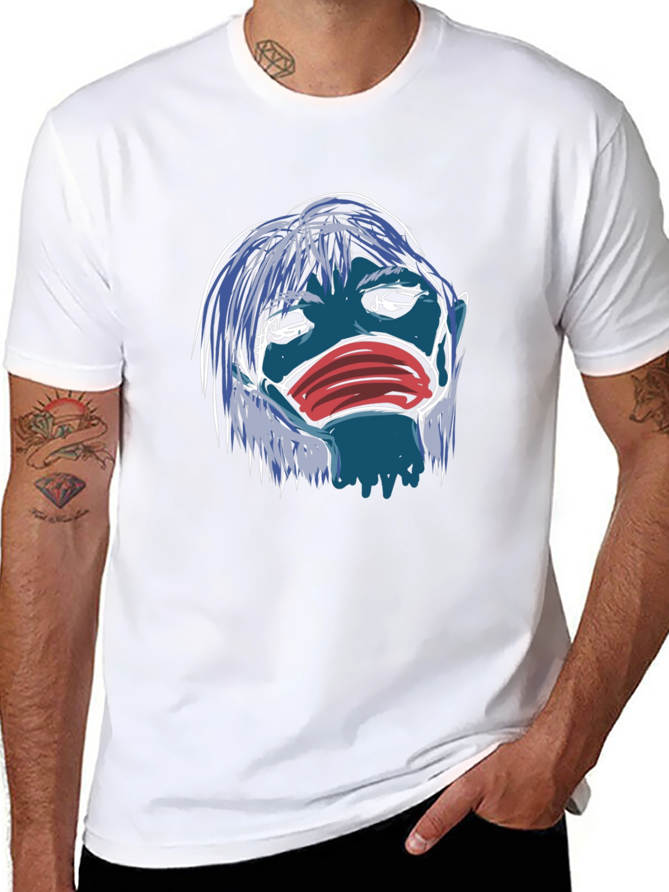 Black Masked Blue Character Graphic T-Shirt view 8