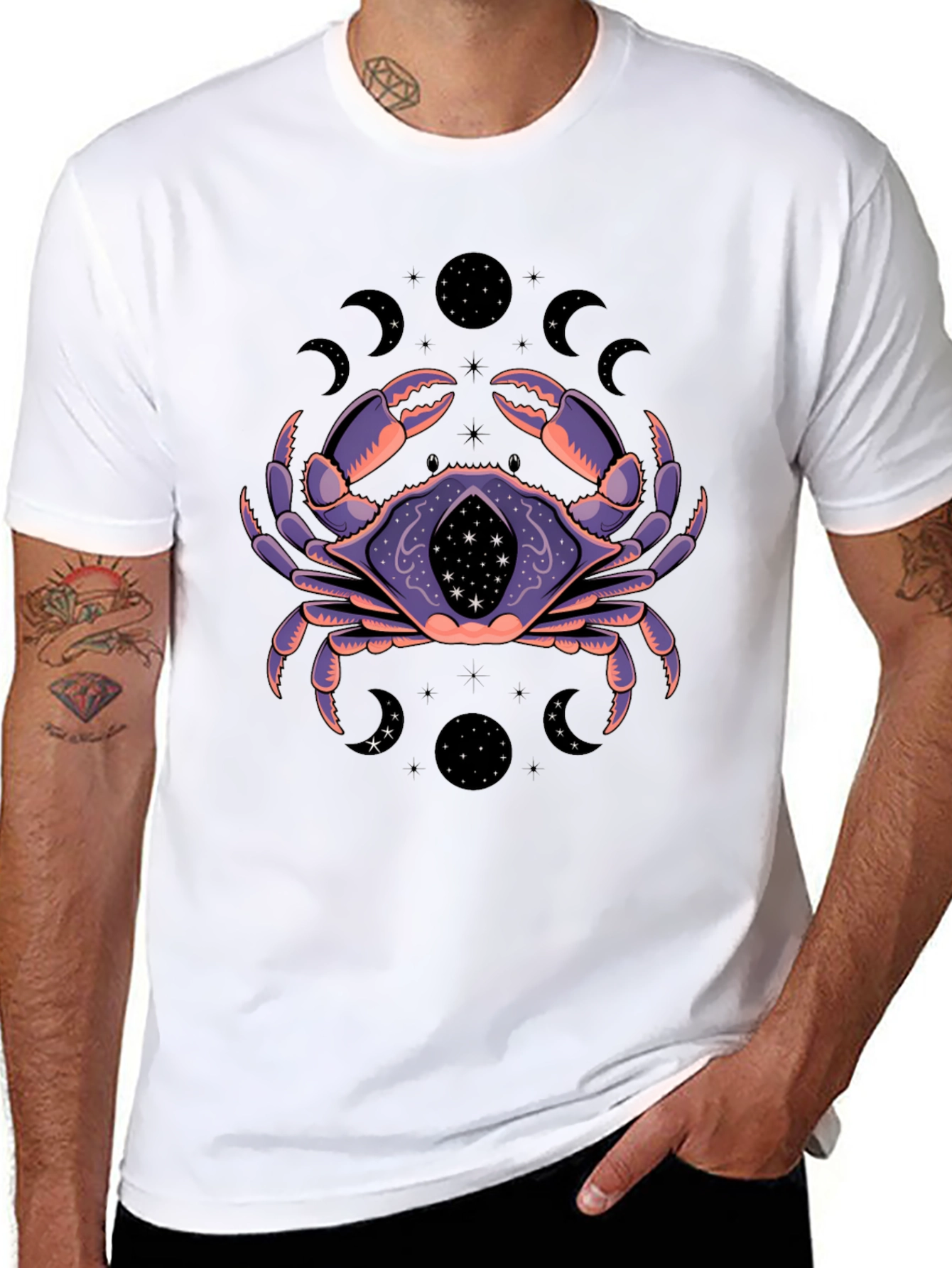 Black Mystic Crab Graphic T-Shirt - Zodiac Tee view 8