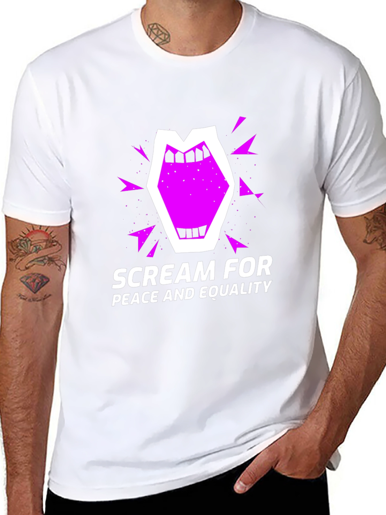 Black Scream for Peace Tee - Equality Advocate Shirt view 8