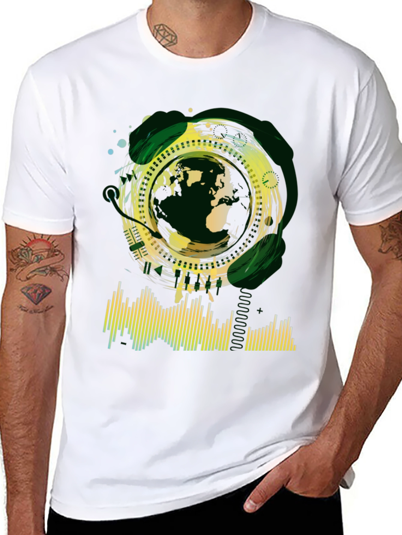 Black Abstract Globe Graphic Tee - Black view 8
