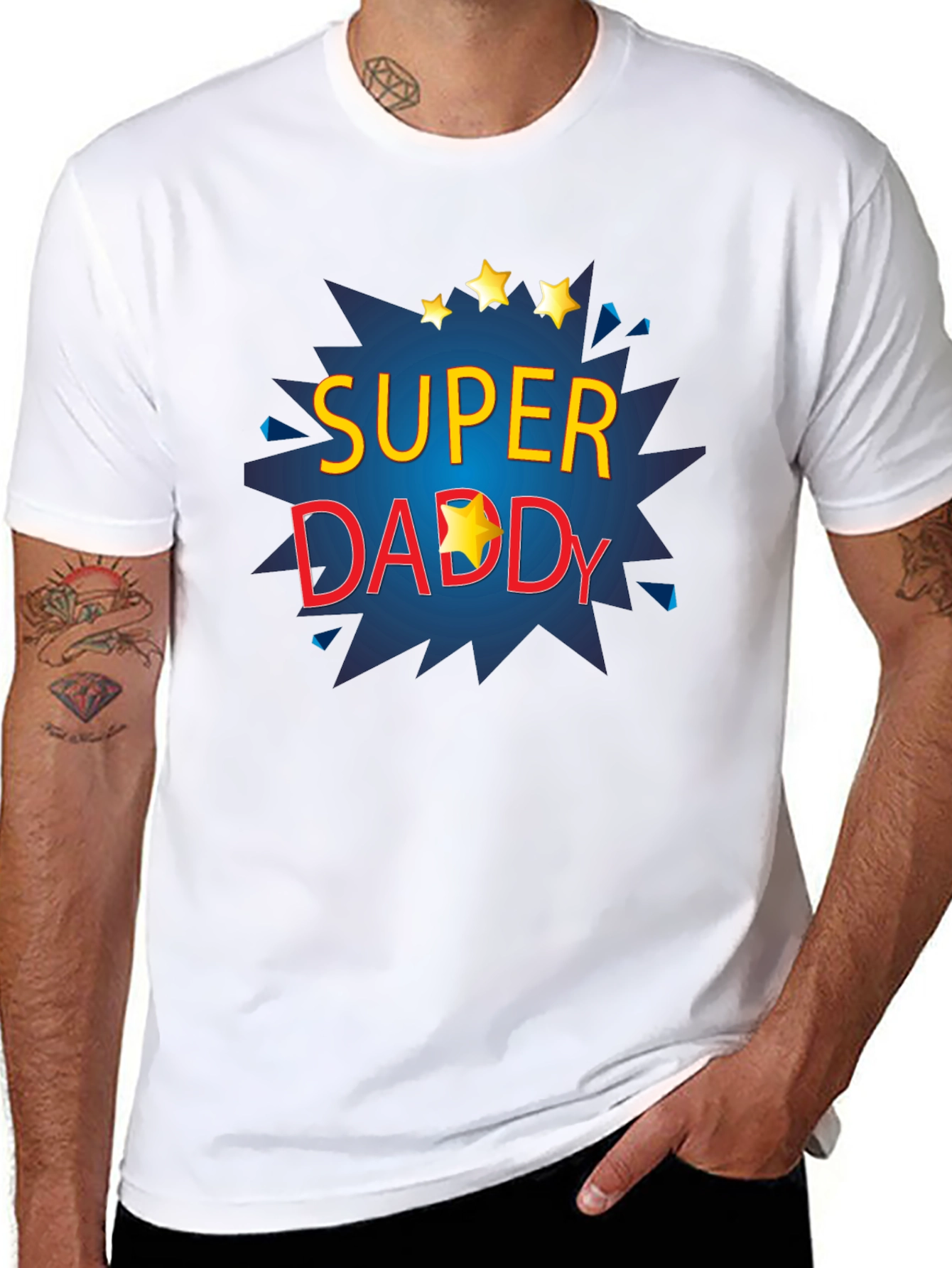 Black Super Daddy T-Shirt - Father's Day Gift view 8