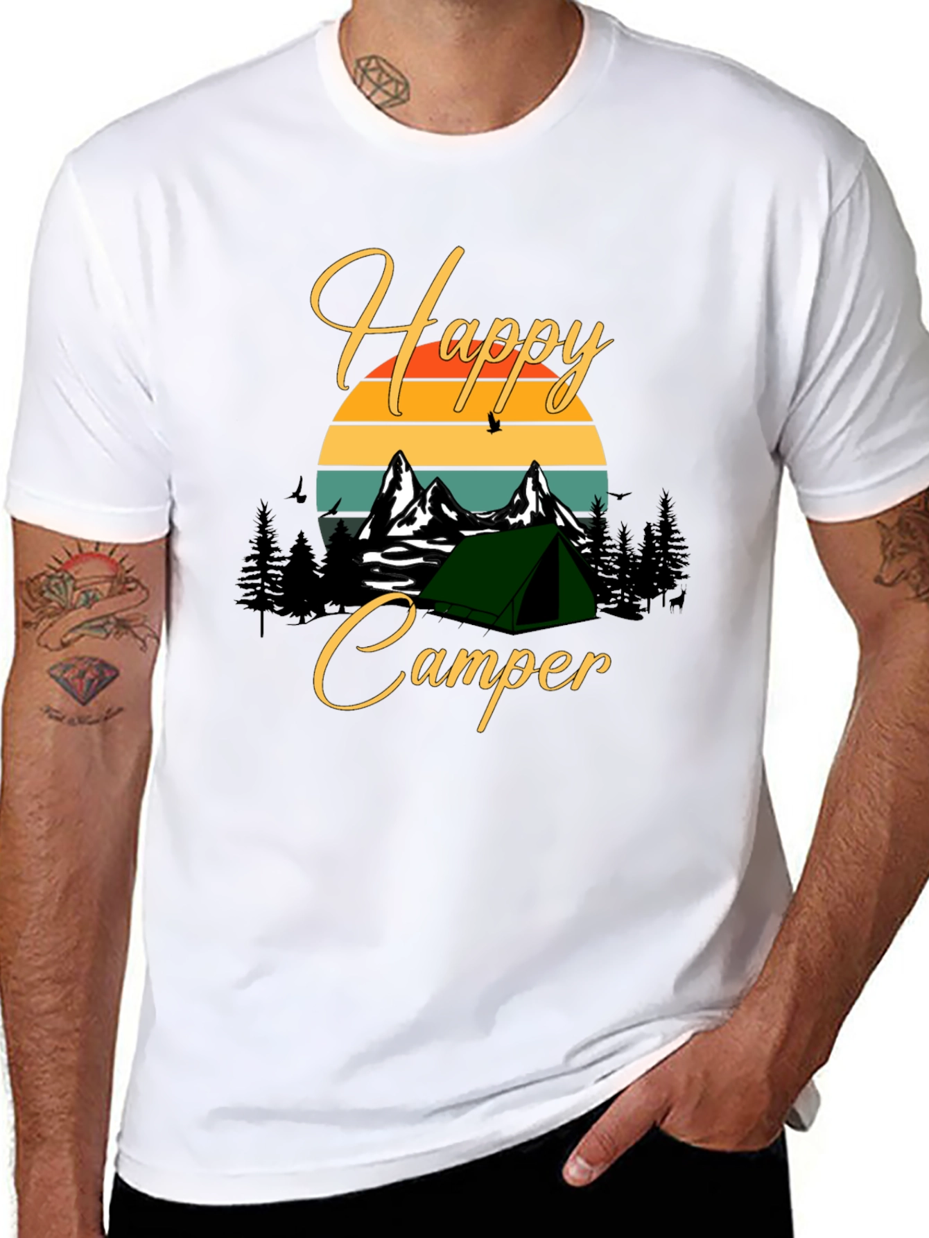 Black Happy Camper Graphic Tee - Outdoor Adventure Shirt view 8