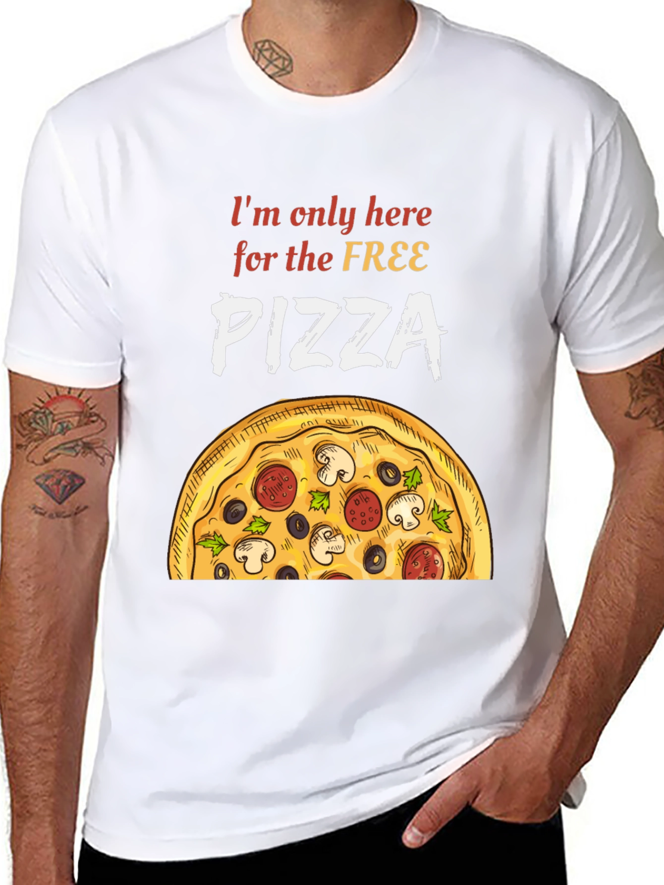 Black Free Pizza T-Shirt - Funny Foodie Tee view 8
