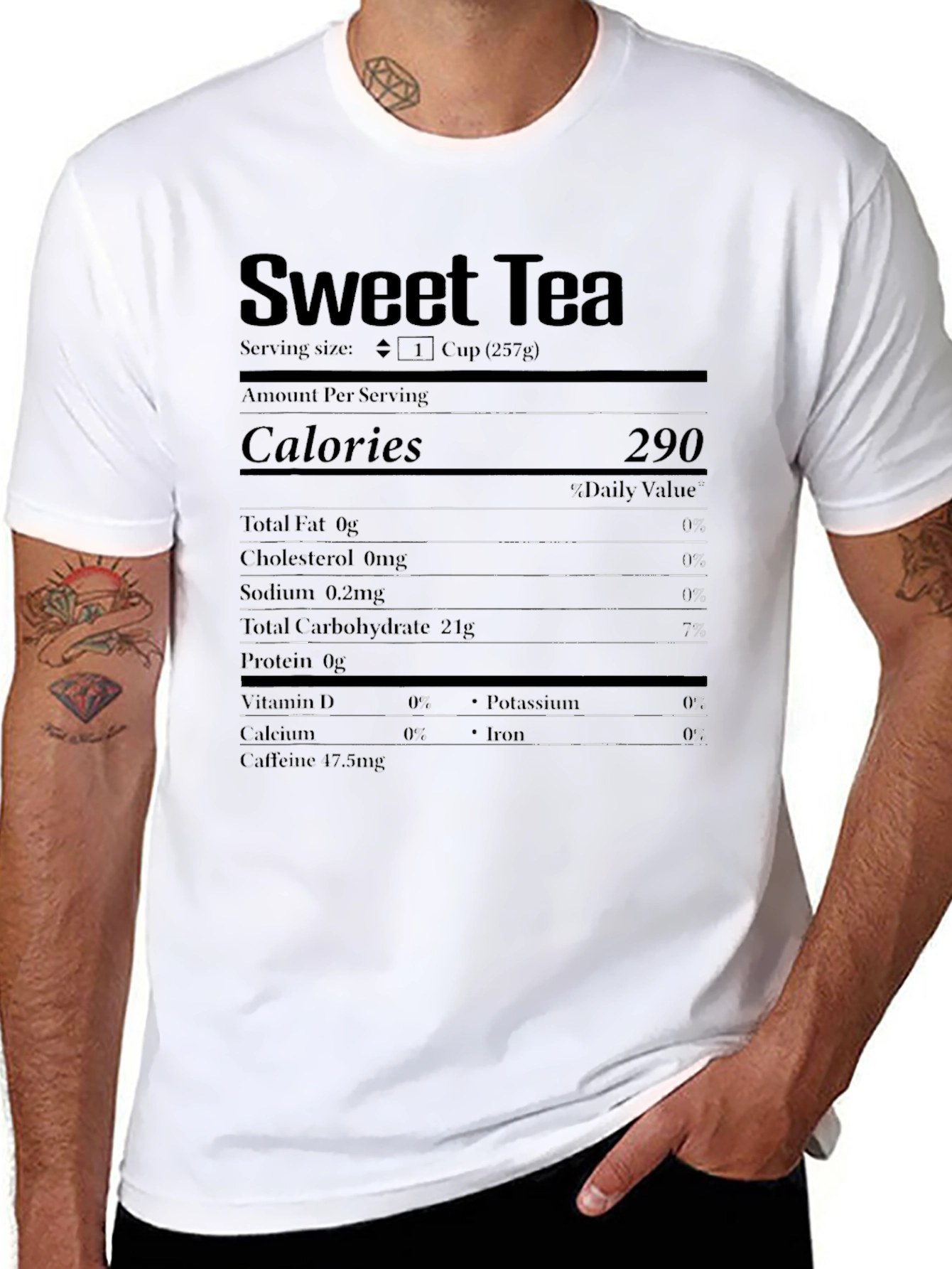 Black Sweet Tea Nutrition Facts Novelty T-Shirt view 8