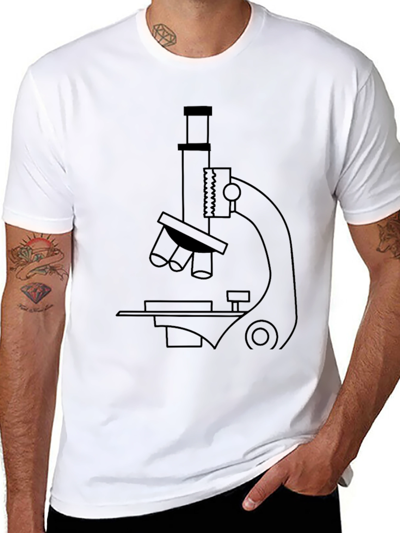Black Microscope Graphic Print T-Shirt - Science Tee view 8