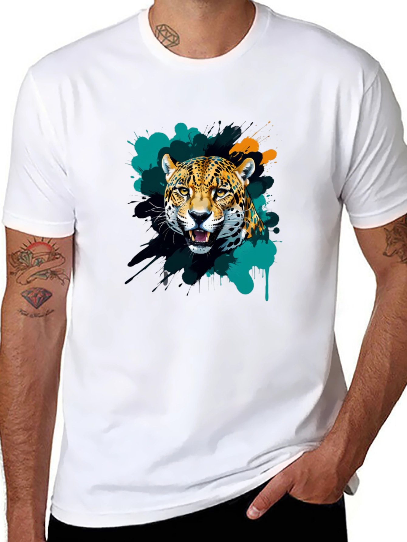 Black Jaguar Graphic T-Shirt - Cool Animal Print Tee view 8